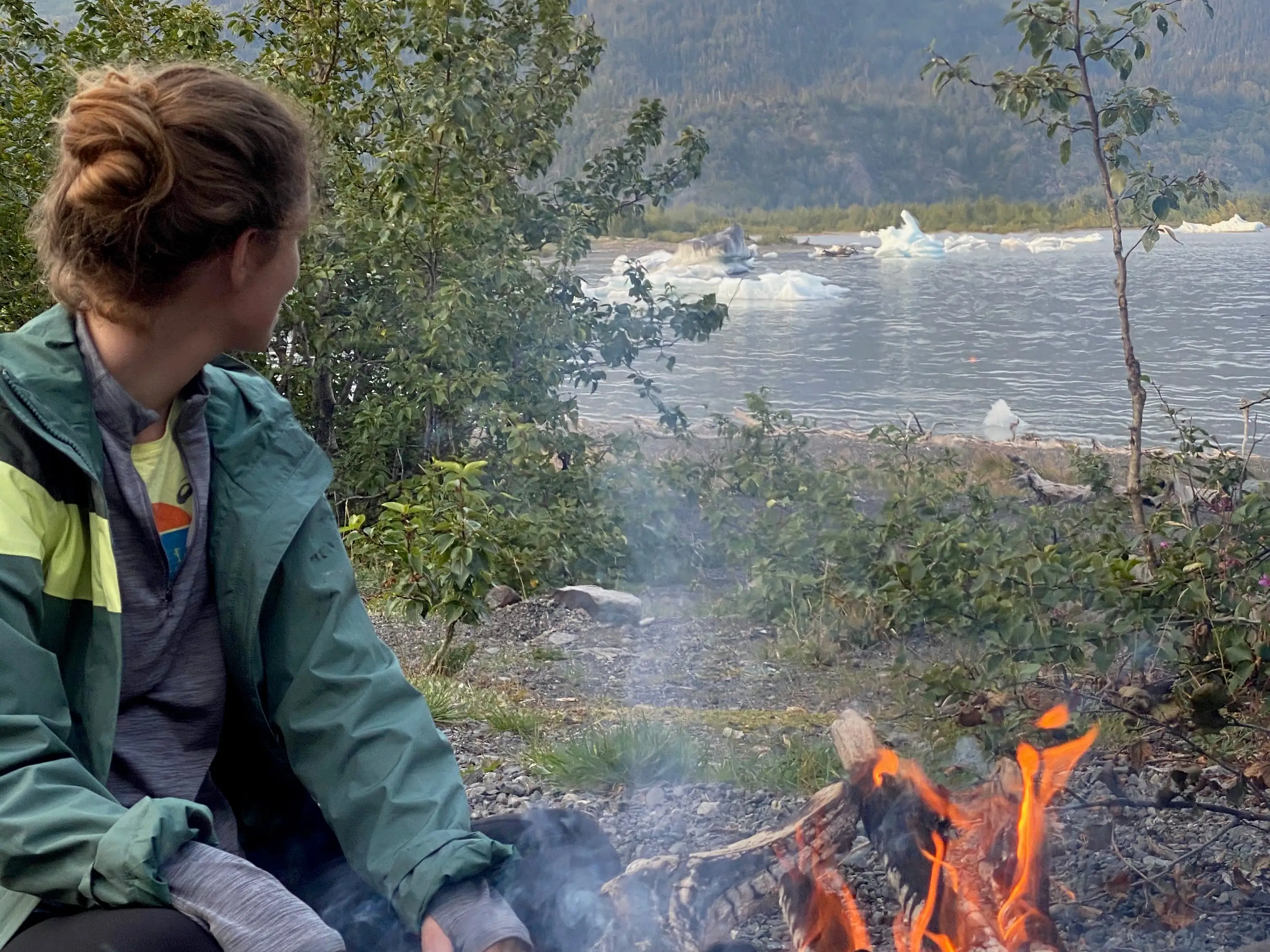 Lighting a campfire in Alaska.