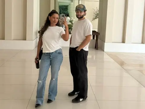 Husband and wife taking selfie