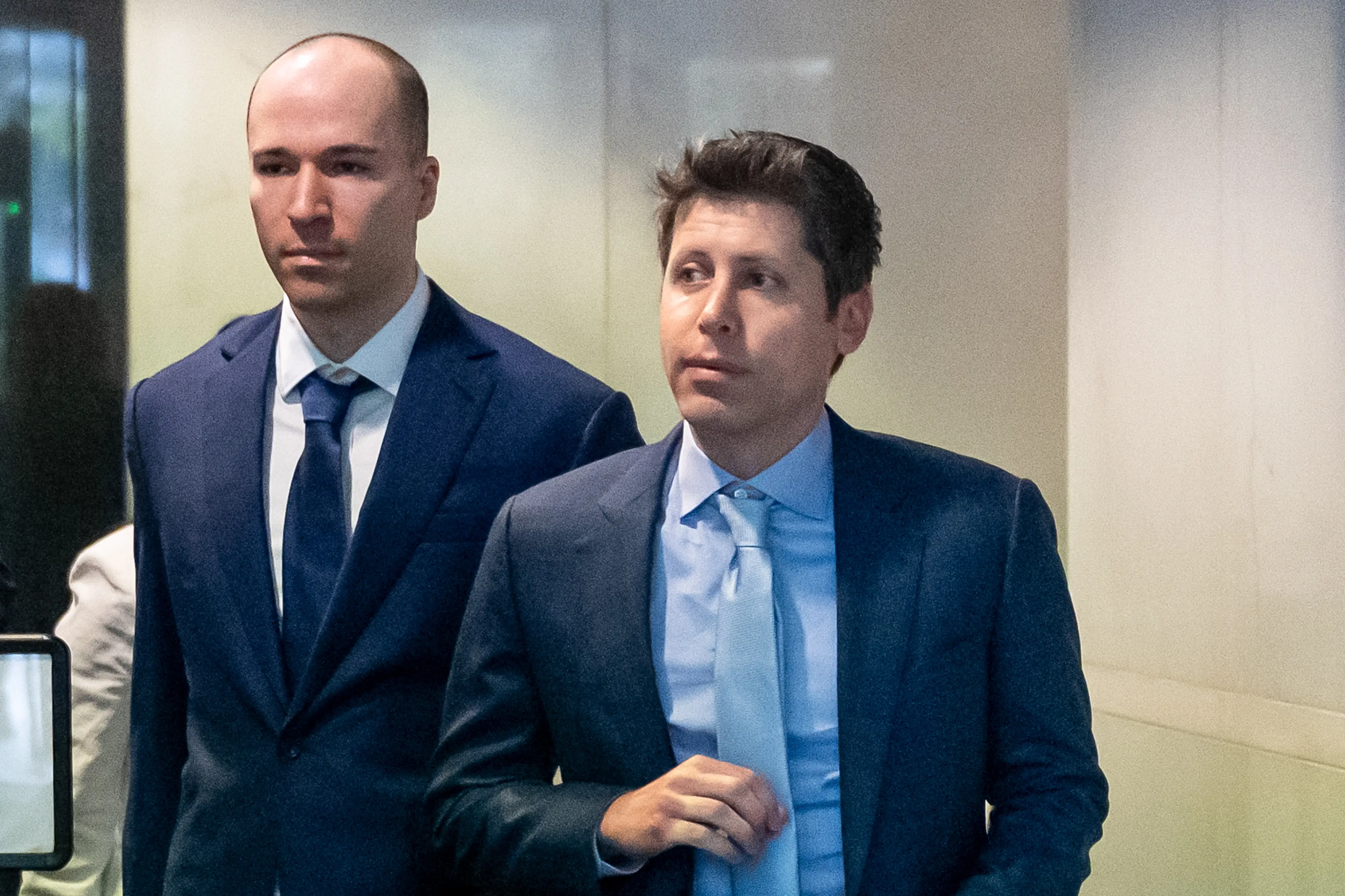 Greg Brockman in court with Sam Altman (R) last week