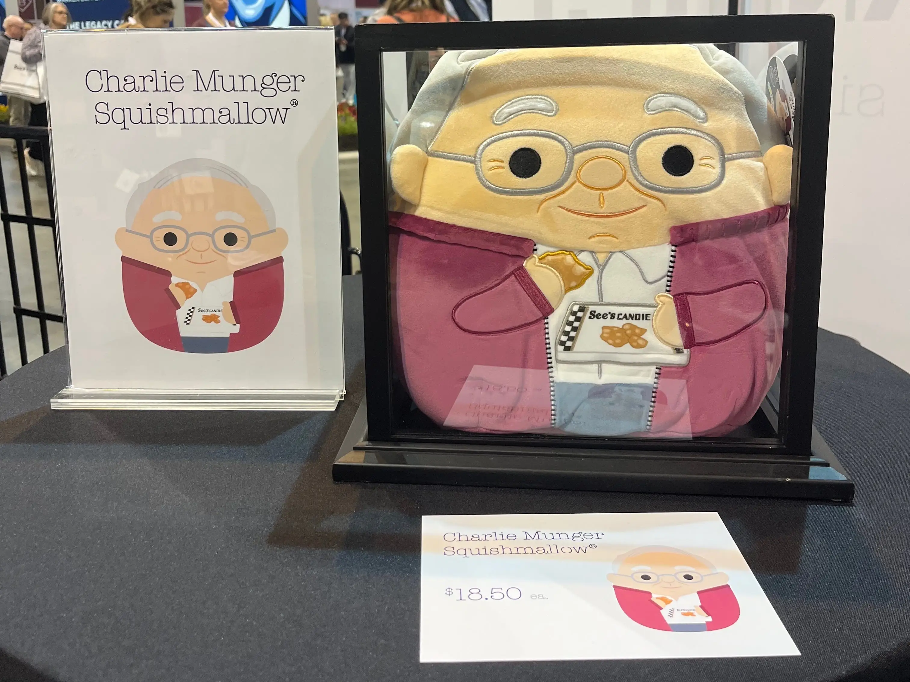 A special-edition Charlie Munger plush from See's Candies and Squishmallows.