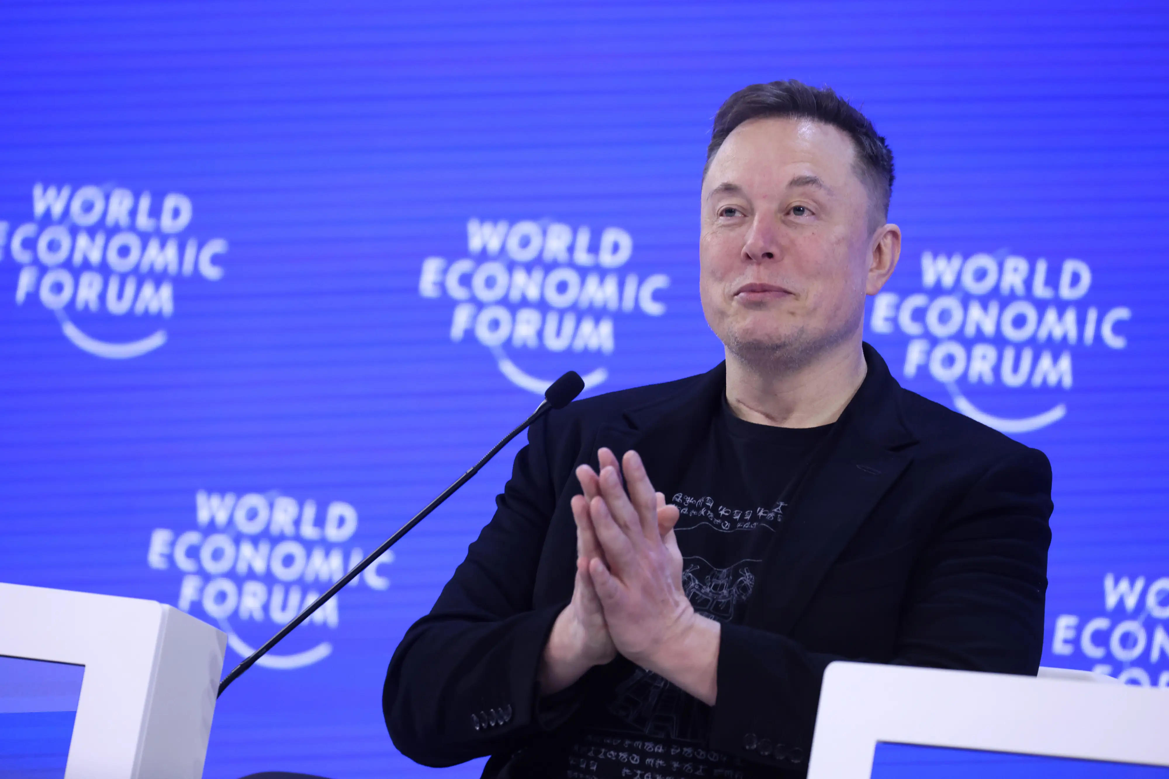 Elon Musk onstage at the World Economic Forum.