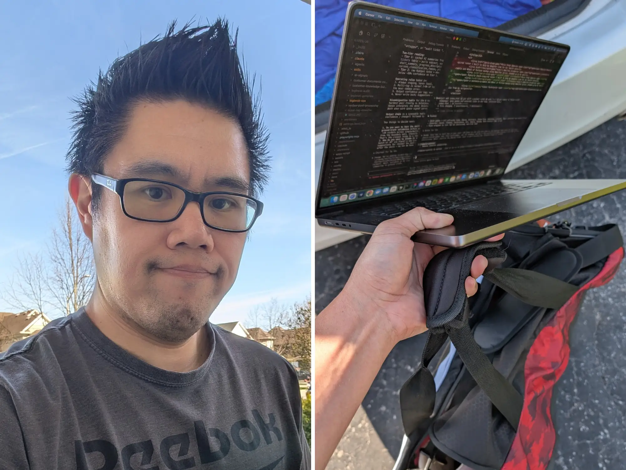 Geoff Chan is pictured with his laptop ajar.