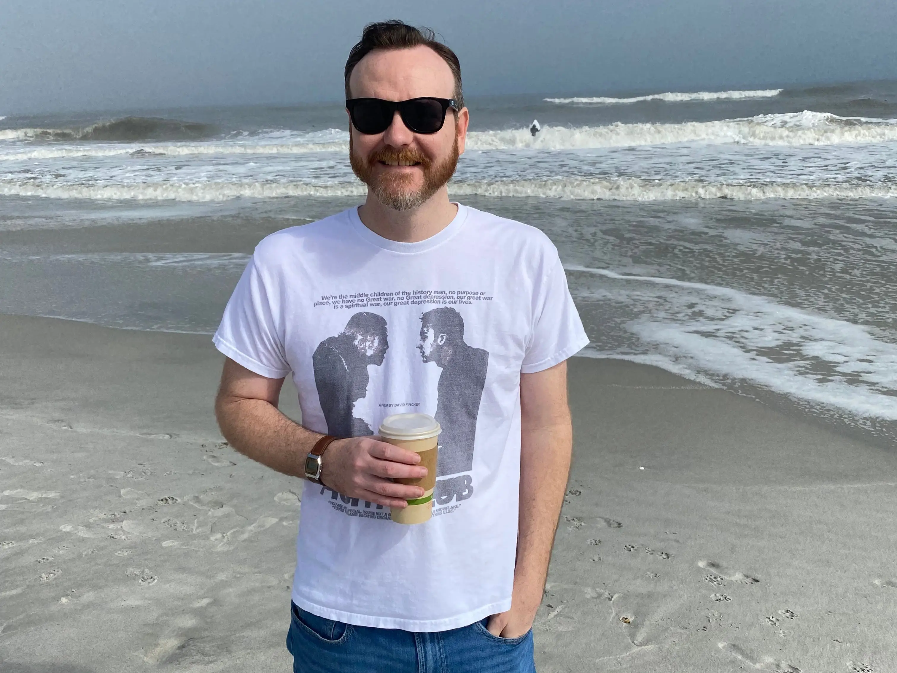Man posing at beach