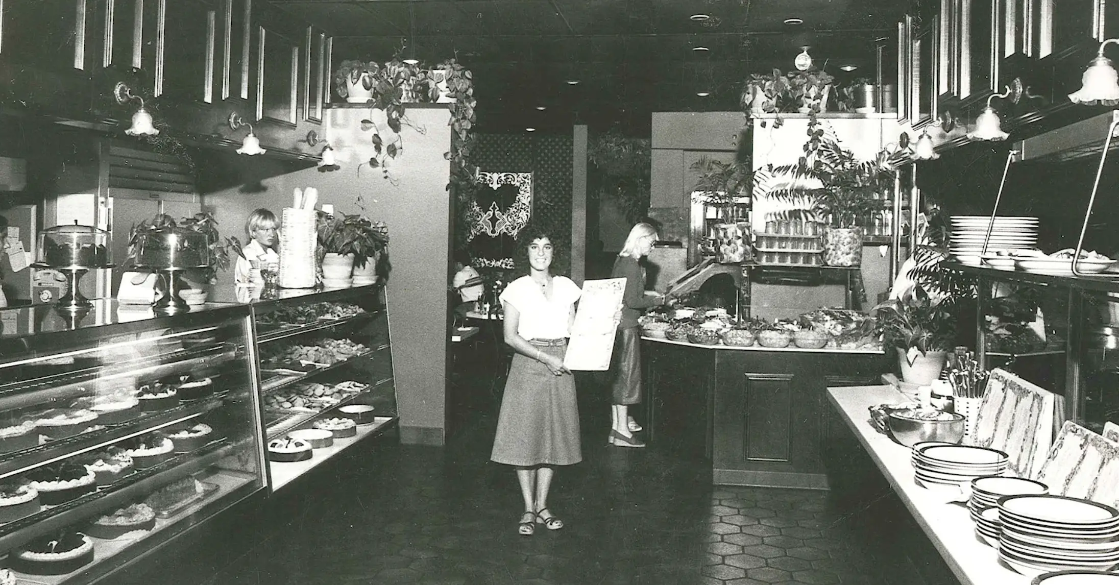 Old photo inside an early version of The Cheesecake Factory.