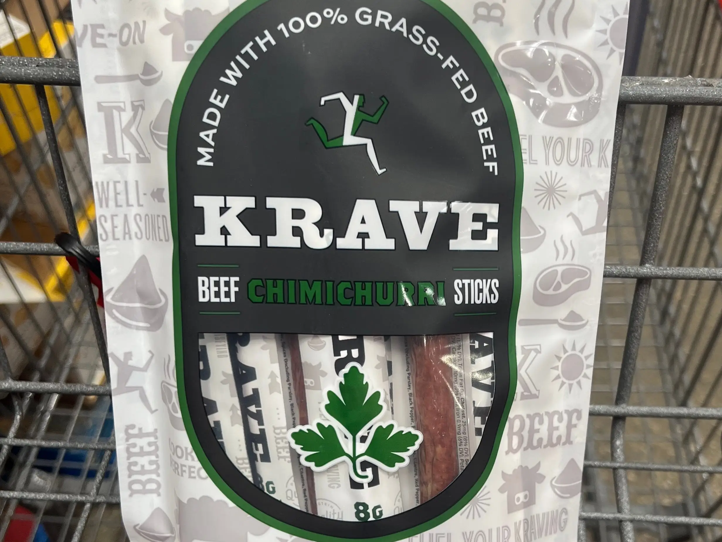 A bag of Krave beef chimichurri sticks.