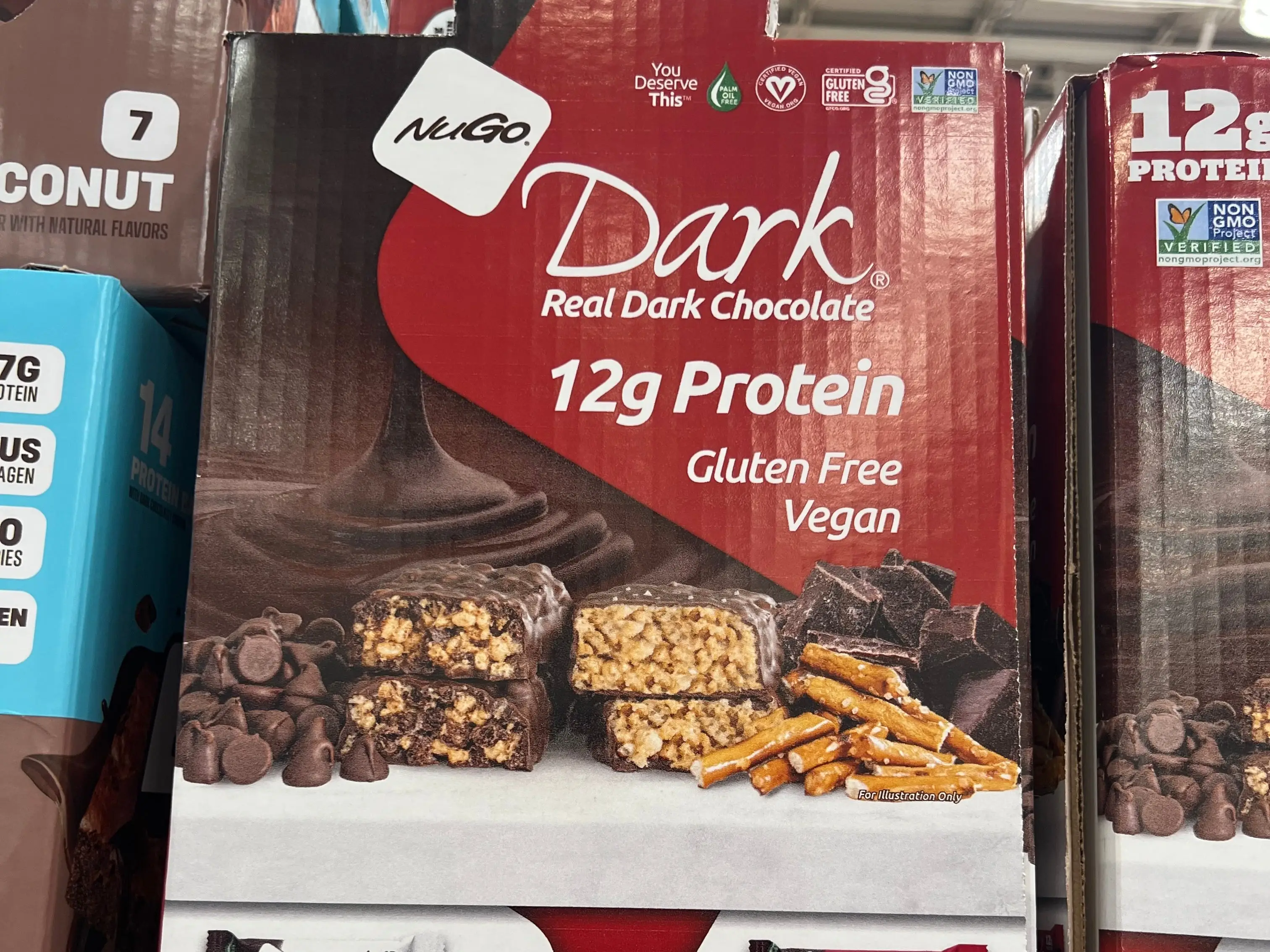 A box of NuGo protein bars.