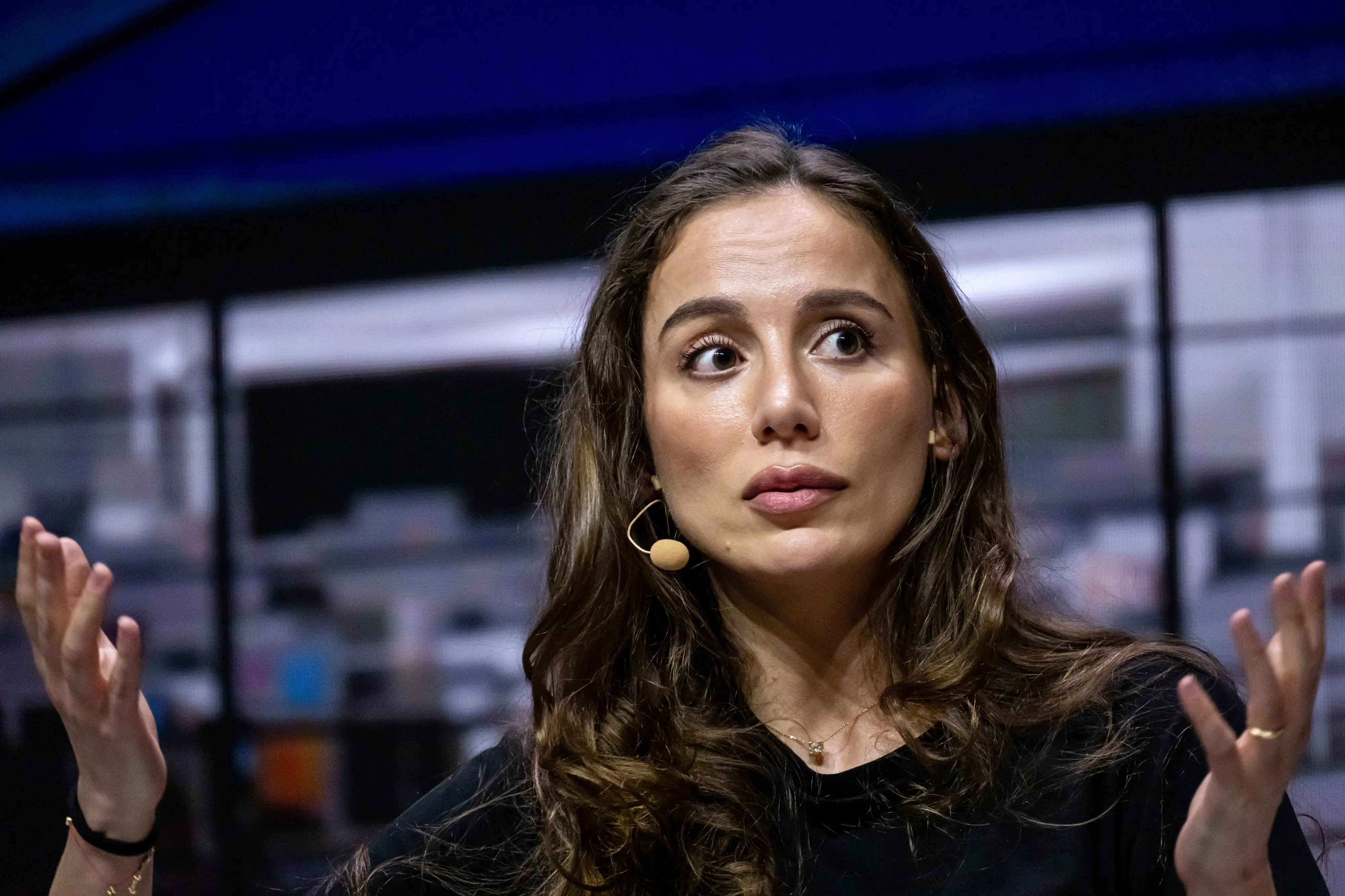 Mira Murati, chief executive officer of Thinking Machines Lab, during the Nvidia GTC conference in San Jose, California, US, on Wednesday, March 18, 2026. Nvidia Corp. Chief Executive Officer Jensen Huang said the company is firing up manufacturing of H200 AI accelerators for customers in China, a sign of progress in the chipmaker's effort to reenter the vital market. Photographer: David Paul Morris/Bloomberg via Getty Images