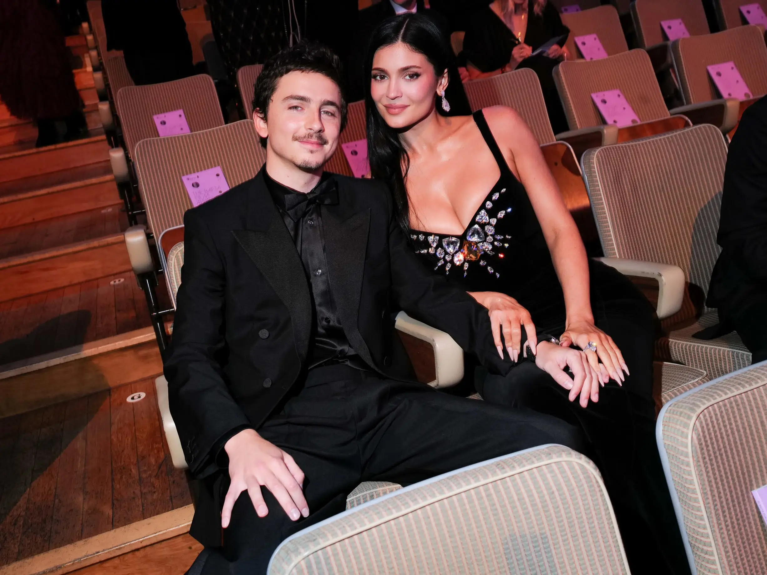 Timothée Chalamet and Kylie Jenner at the BAFTAs in February 2026.