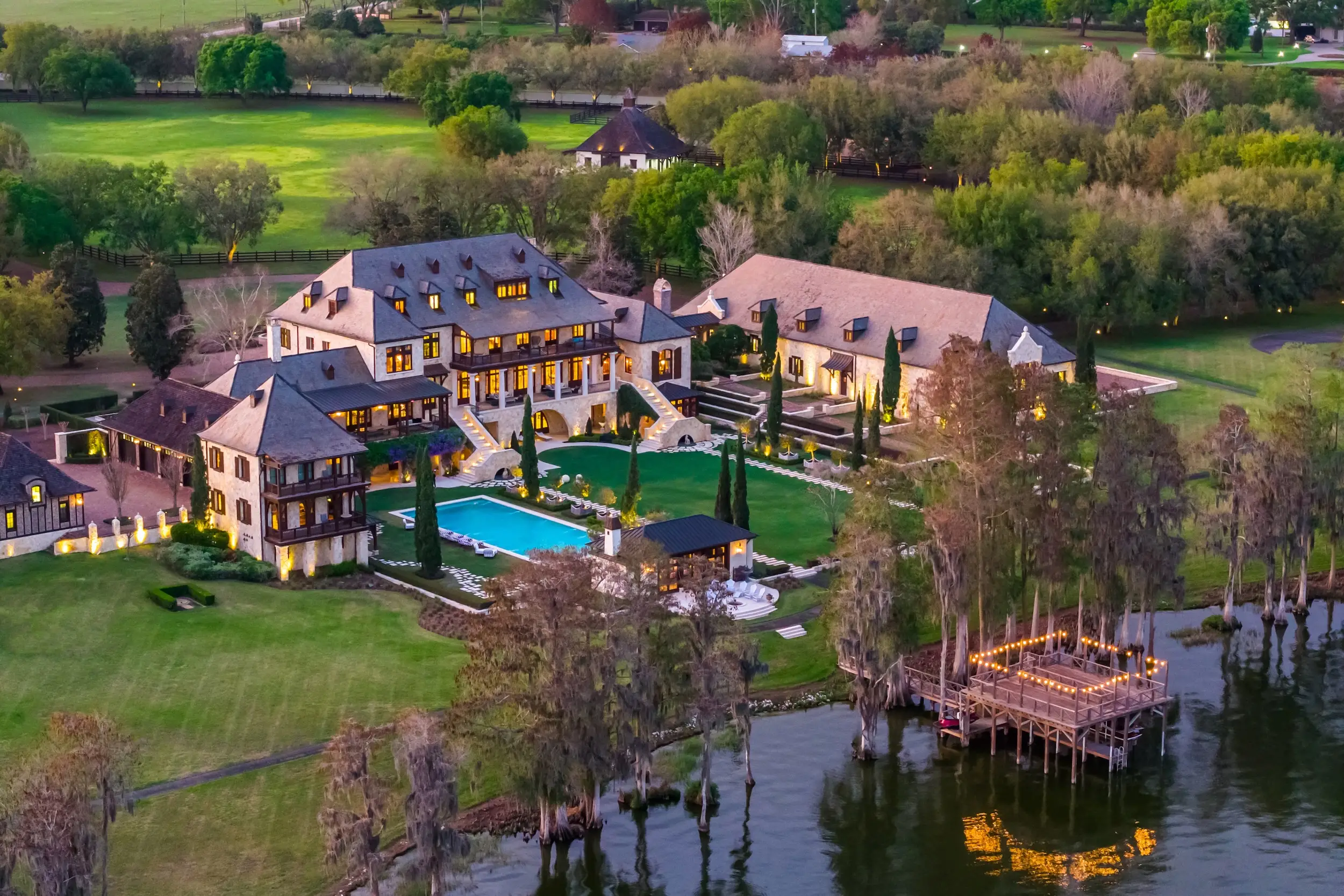 An aerial view of a large residential compund.