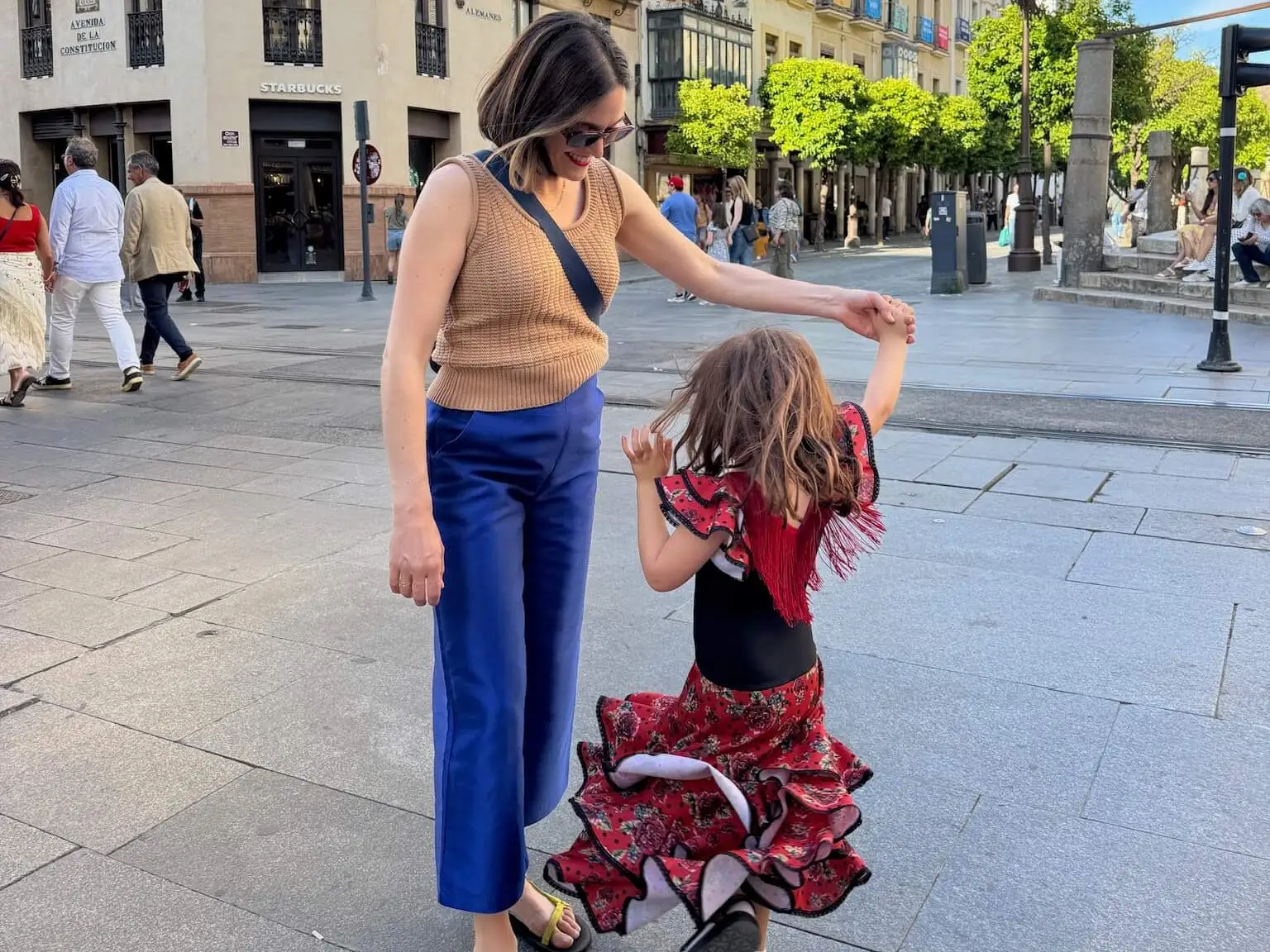 Mom with daughter in Spain