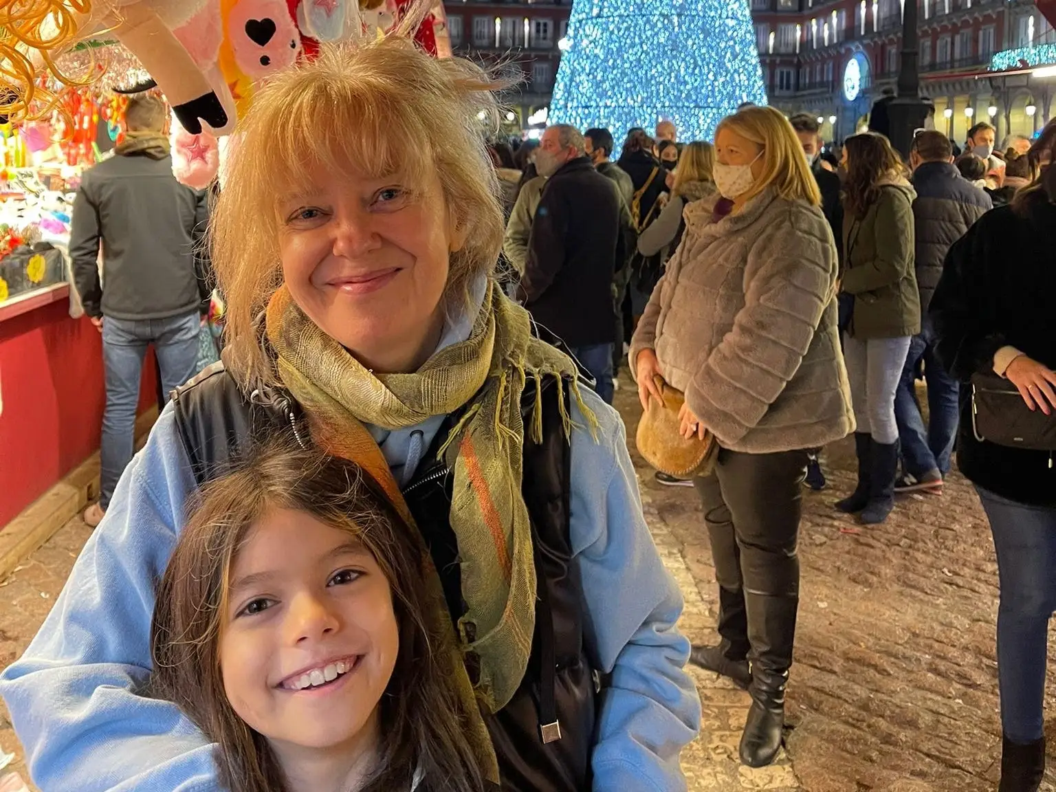 Siobhan Colgan and her daughter in a christmas market in europe