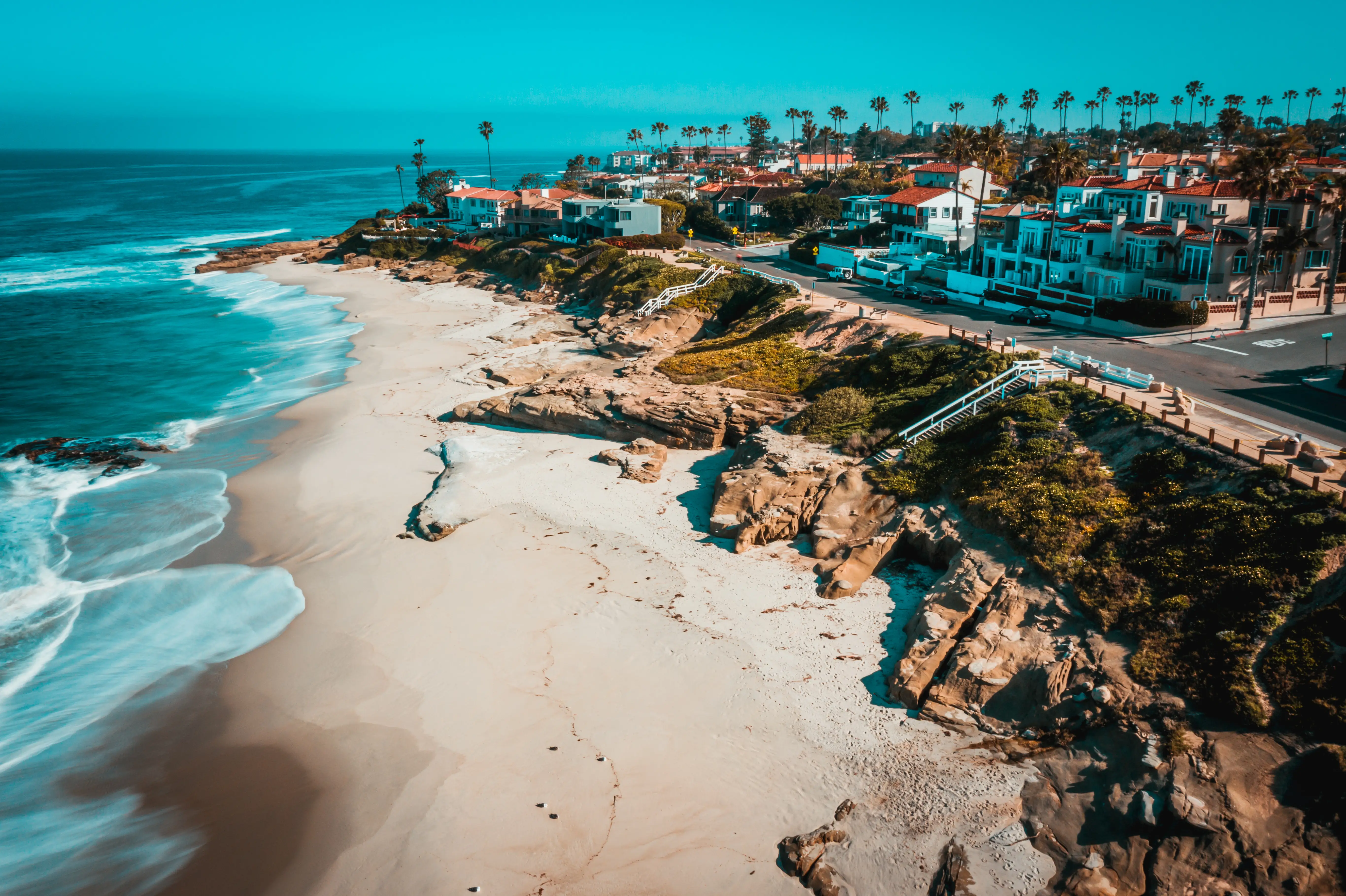Empty beaches in San Diego, California.