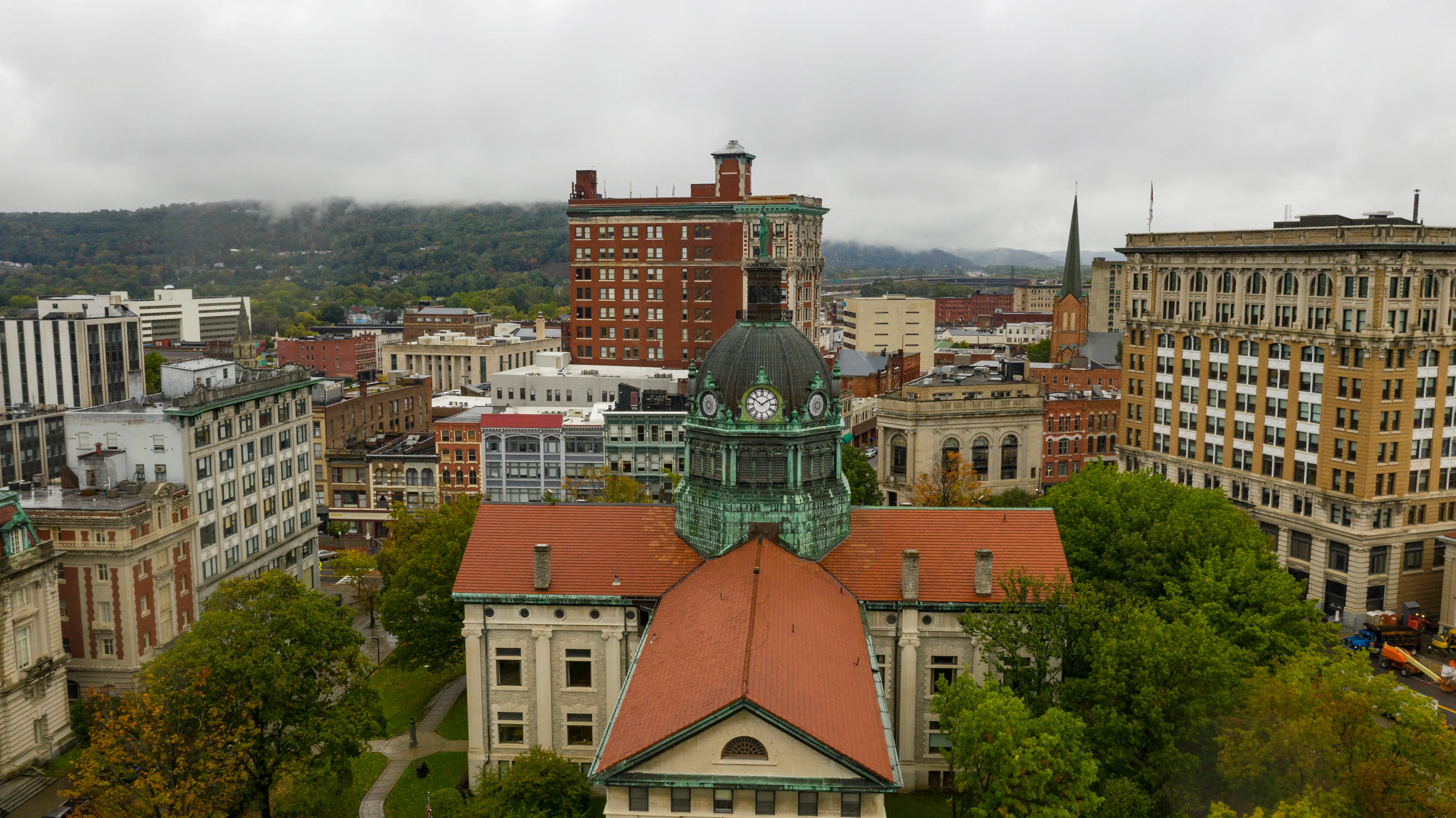 An aerial view of downtown Binghamton, New York.