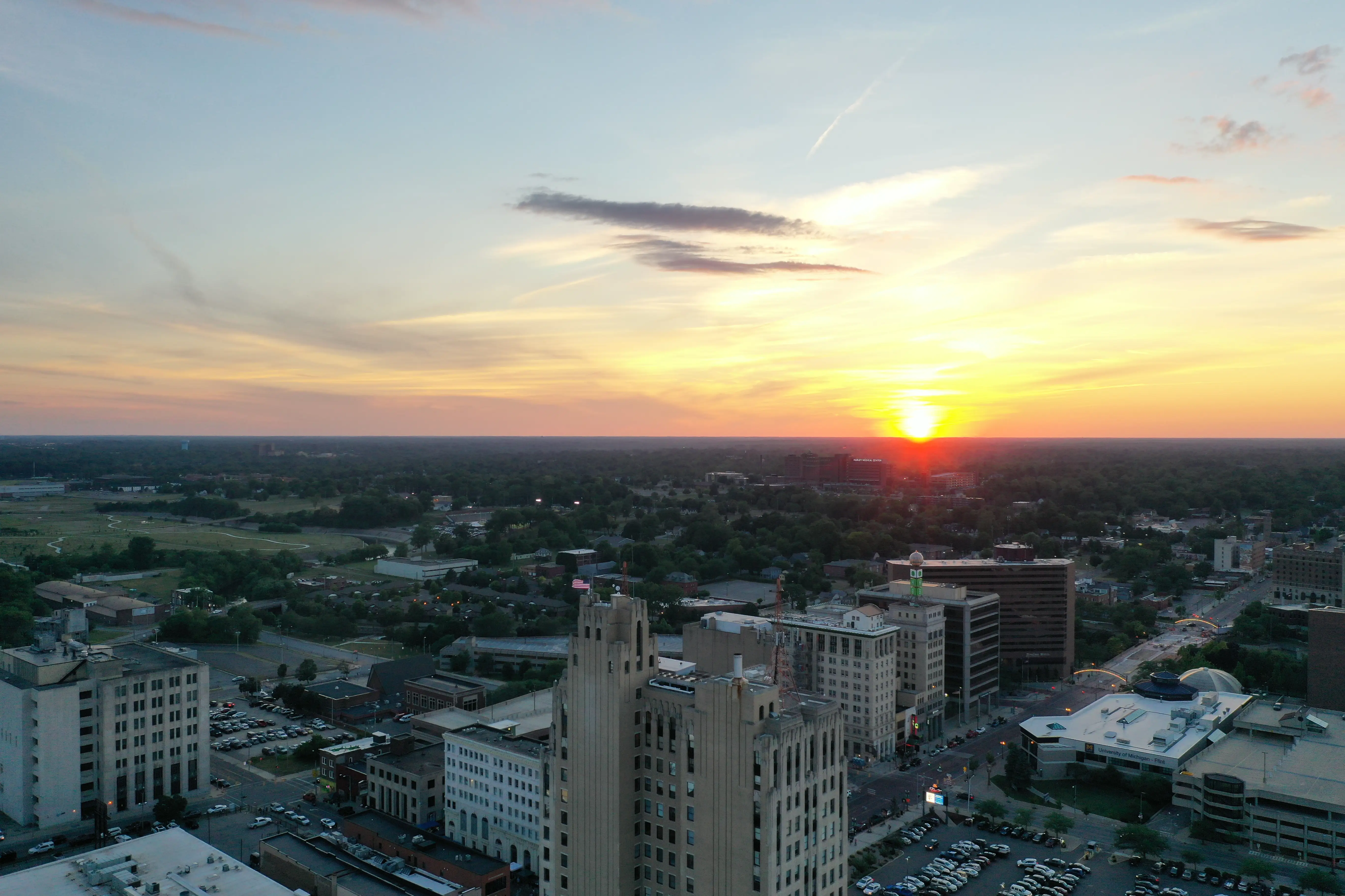 An aerial view of Flint, Michigan