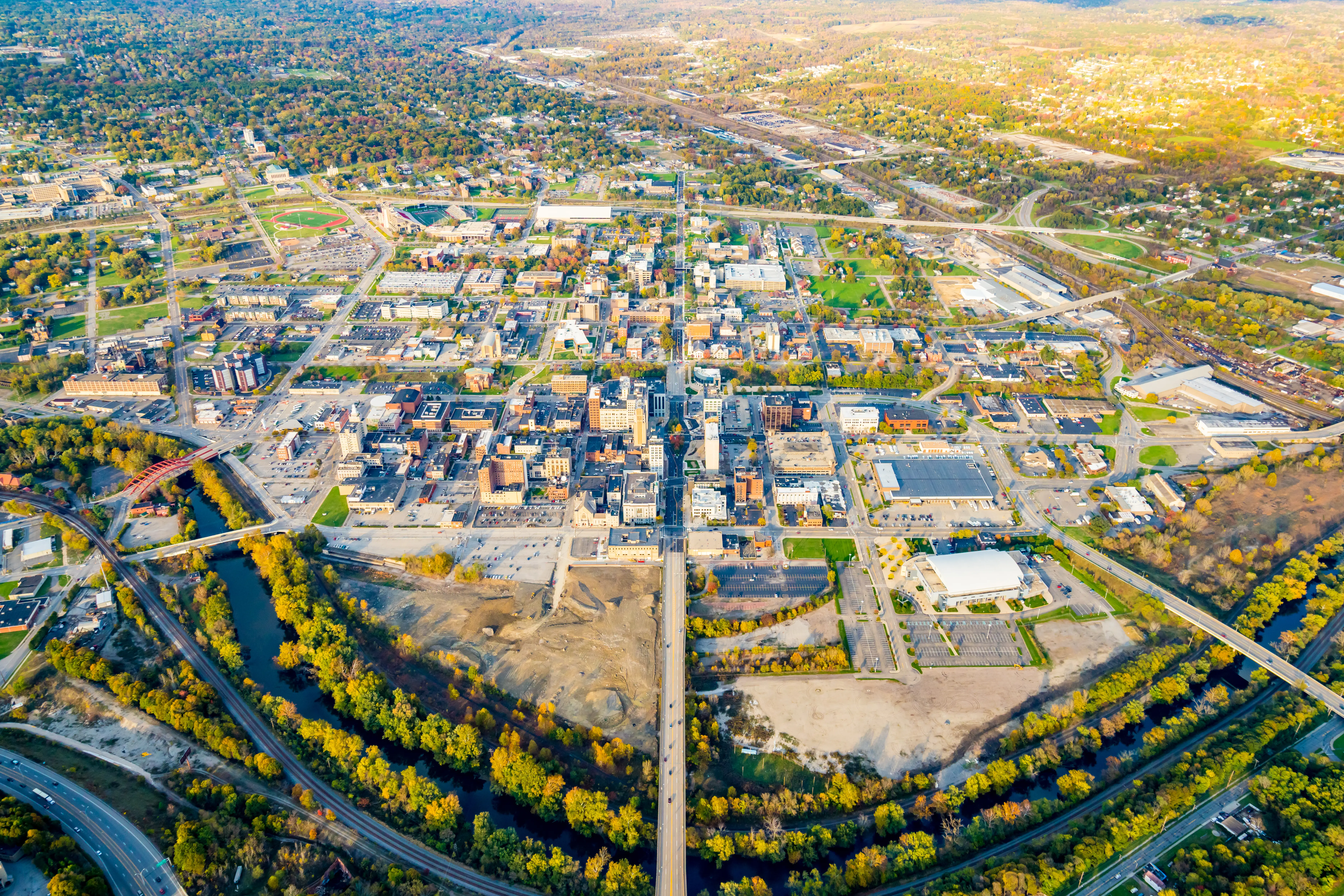 An aerial view of Youngstown, Ohio