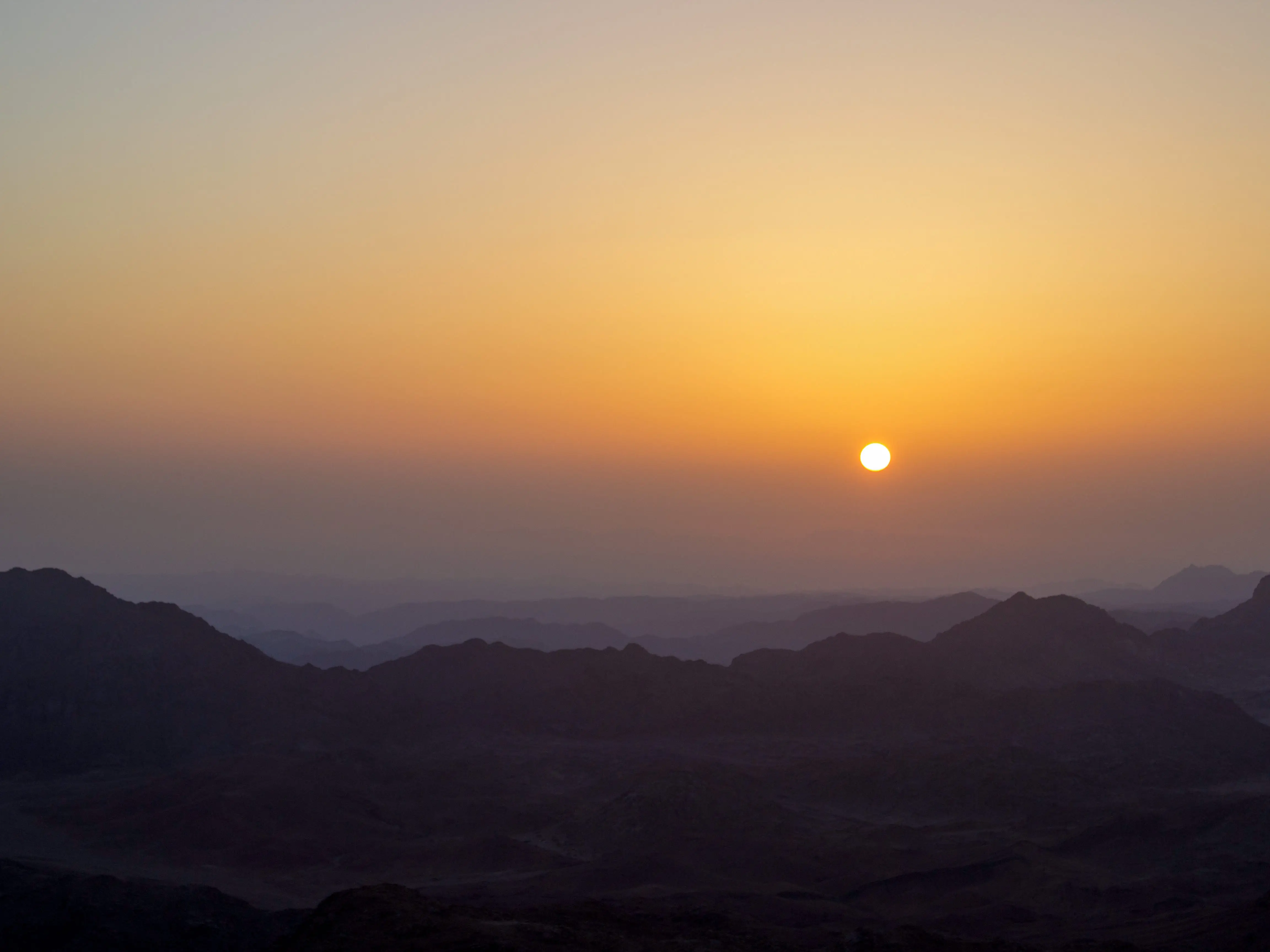 A view of the sun rising from Egypt's Mount Sinai.
