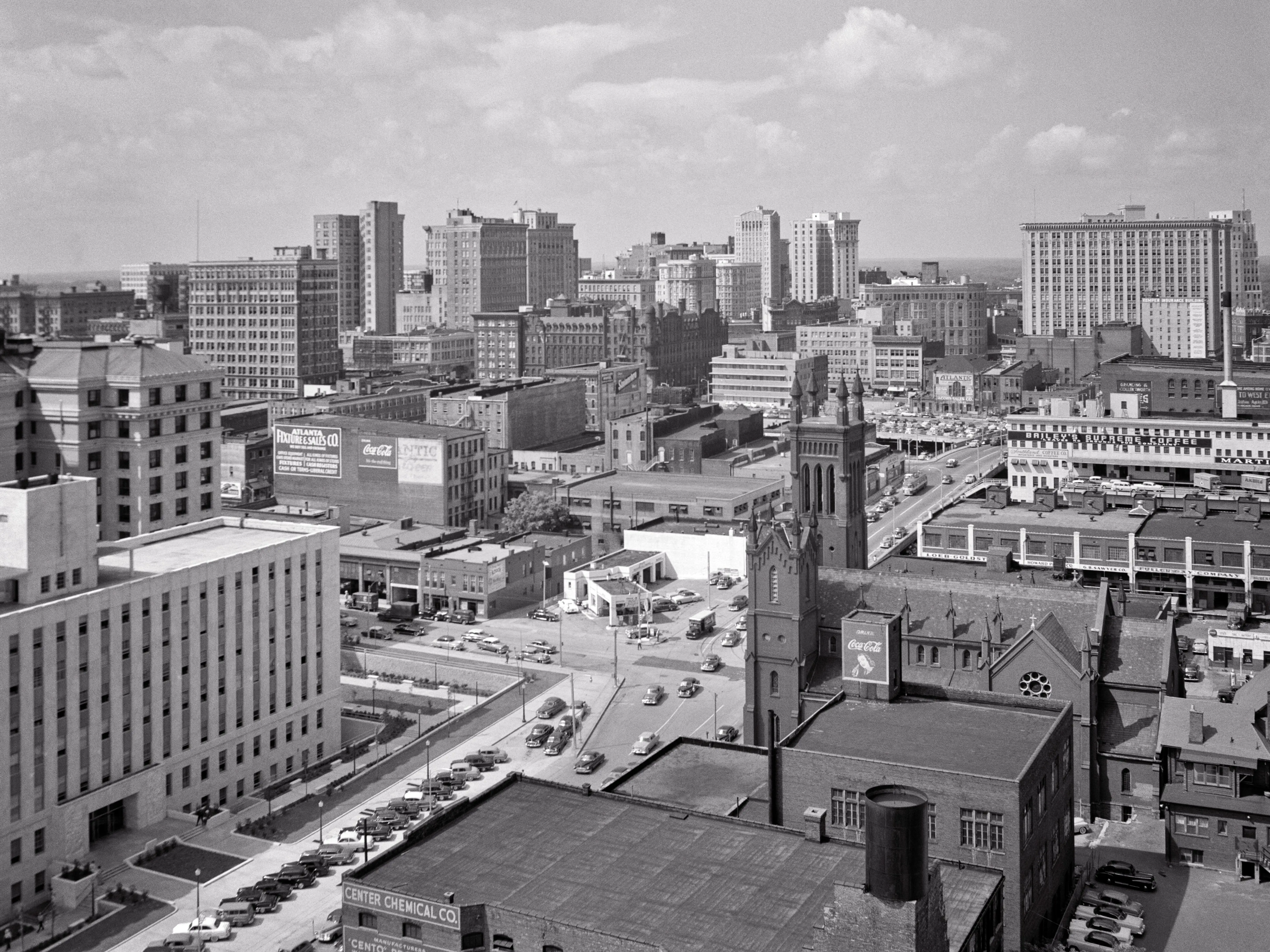 Historical photo of buildings in Atlanta, Georgia.