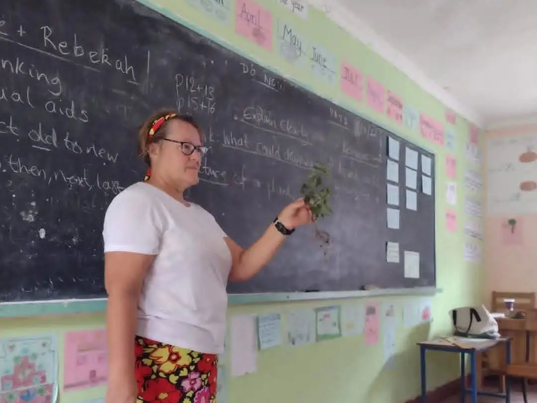 A woman teaching a class.