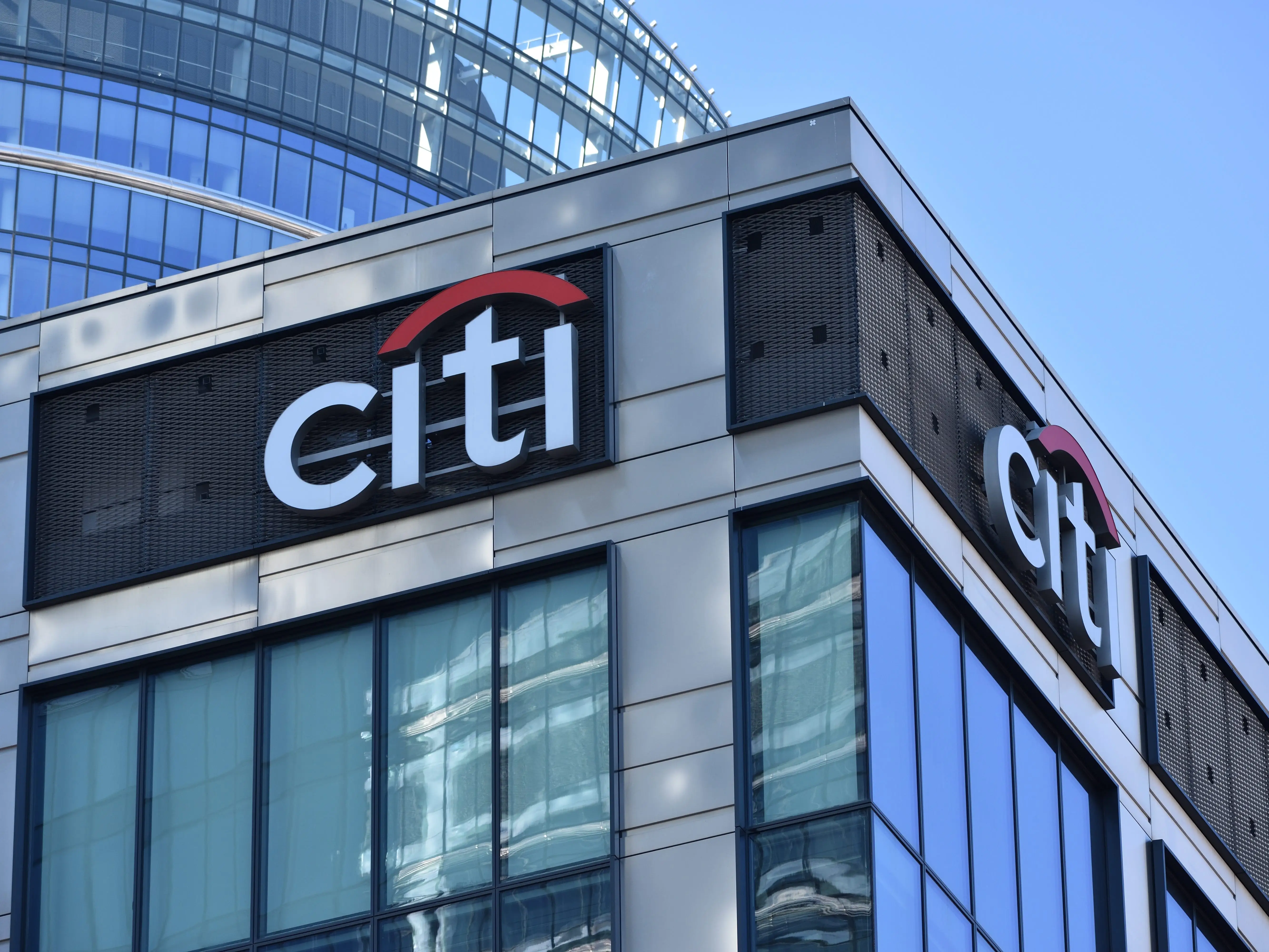 Citi bank logo on top of a building