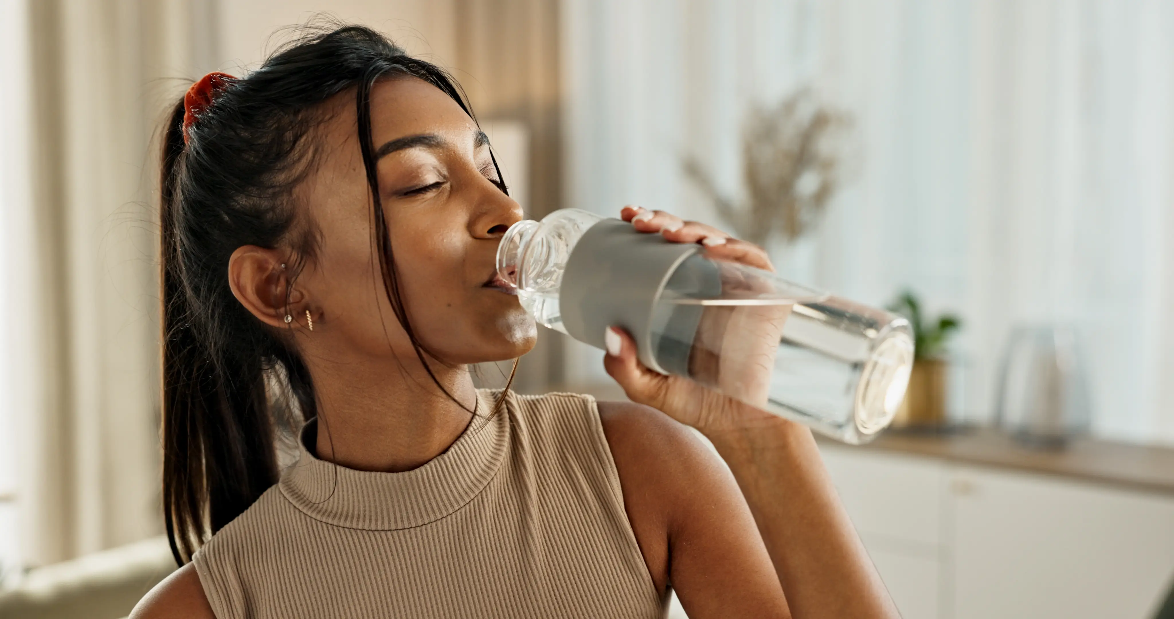 woman drinking water