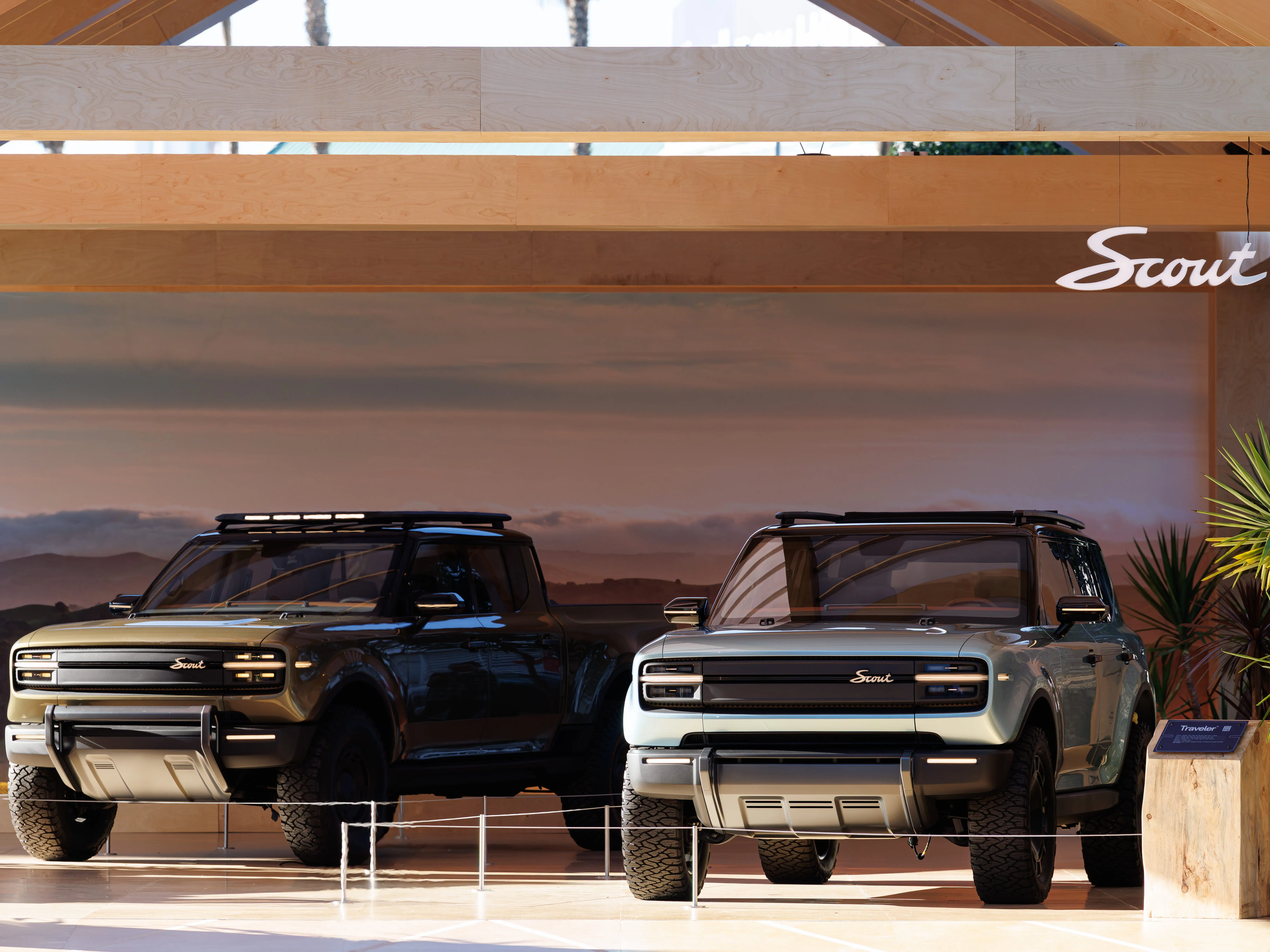 Two Scout Motors cars