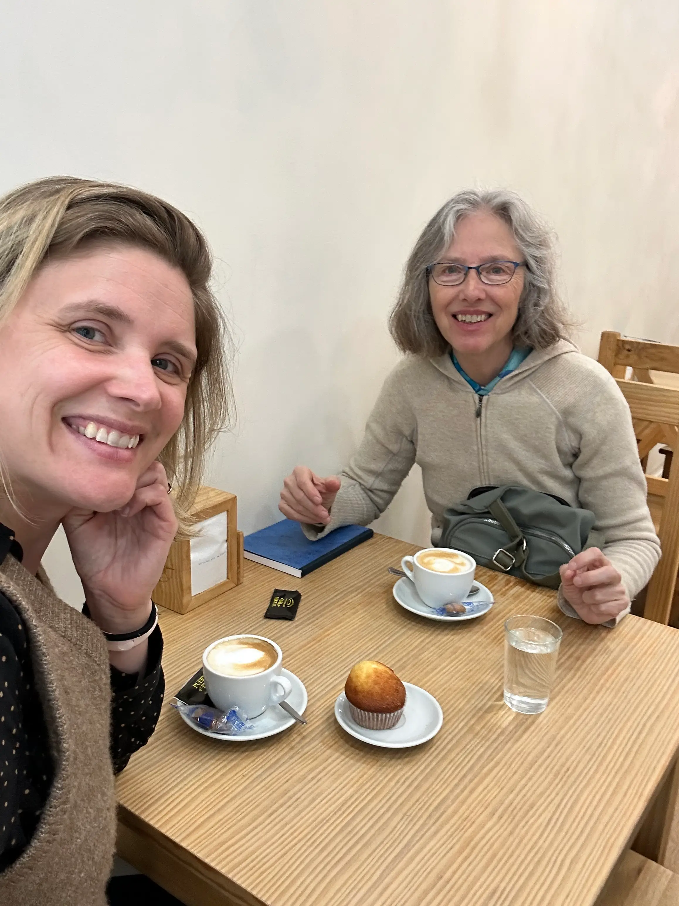 Rebecca Cretella and her mother at a cafe