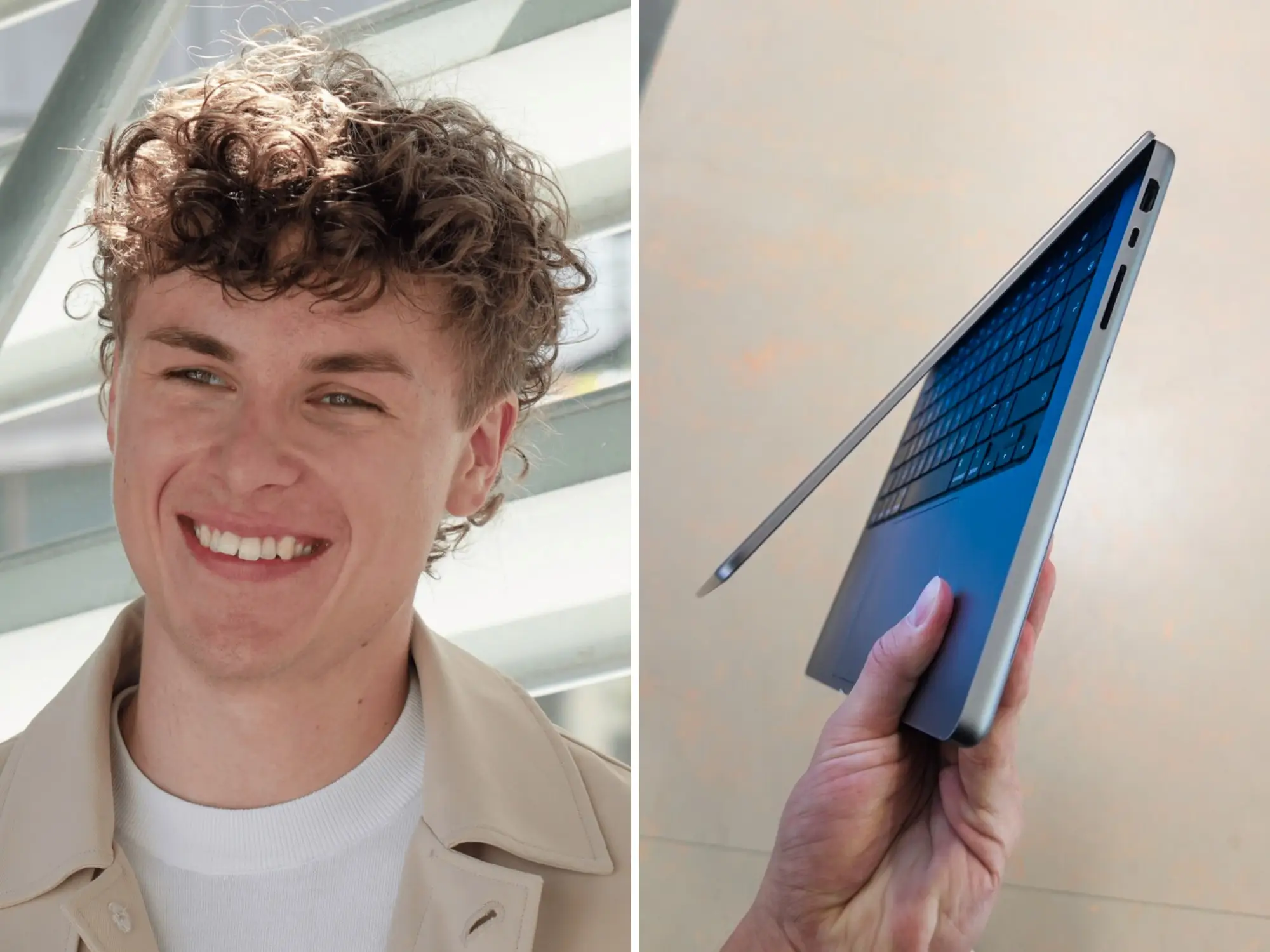 Andreas Kruszakin-Liboska is pictured with his open laptop.
