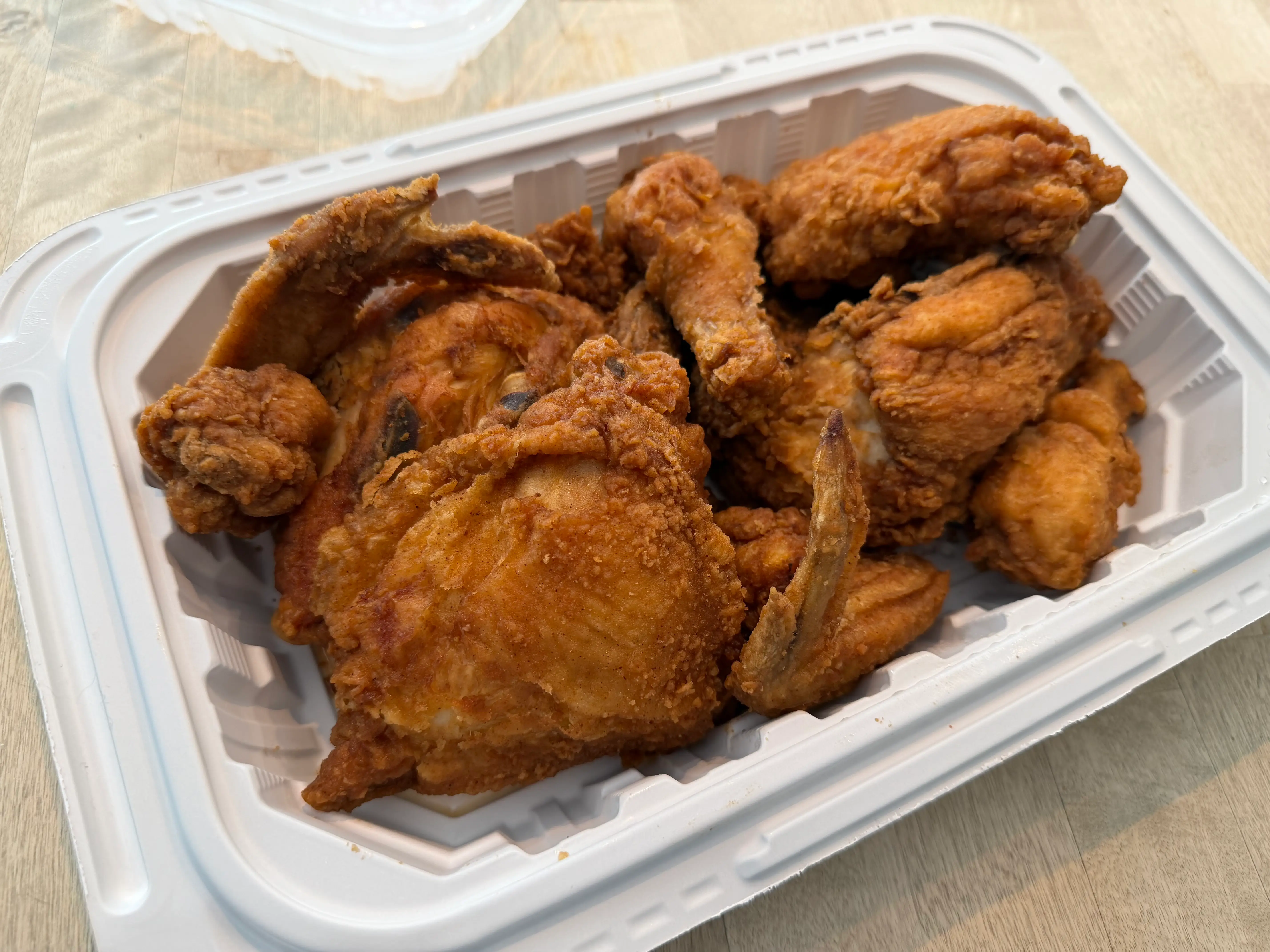 Container of fried chicken from stop and shop