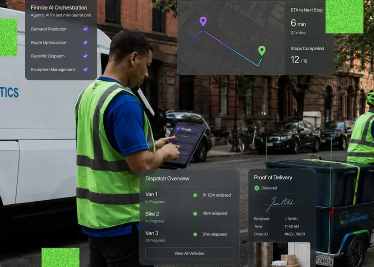 A logistics company uses AI to reduce its delivery routes by half and save time on package sorting