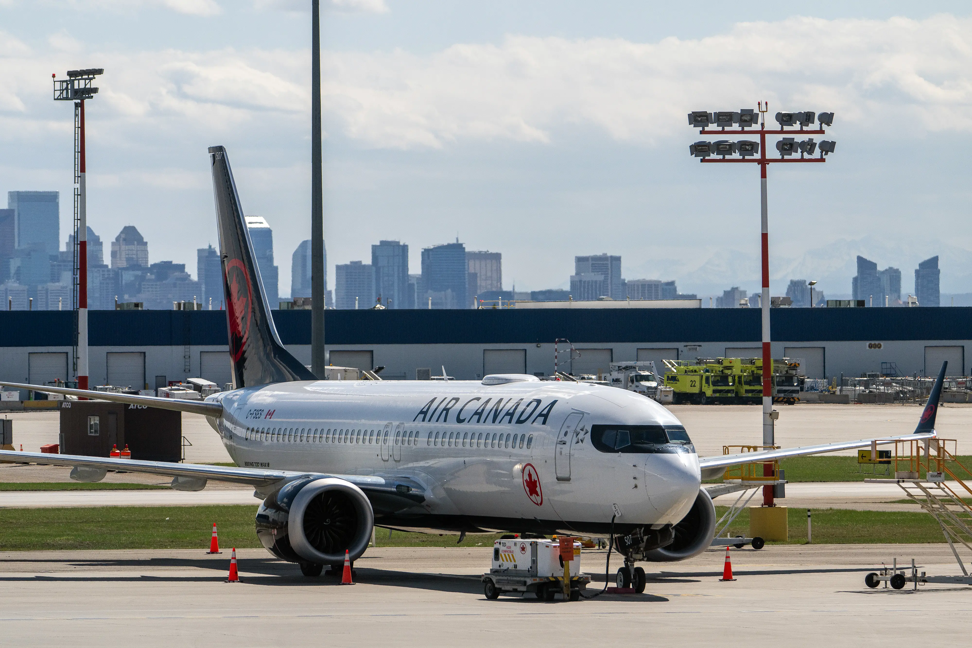 An Air Canada airplane at Calgary International Airport in Calgary, Alberta, Canada.