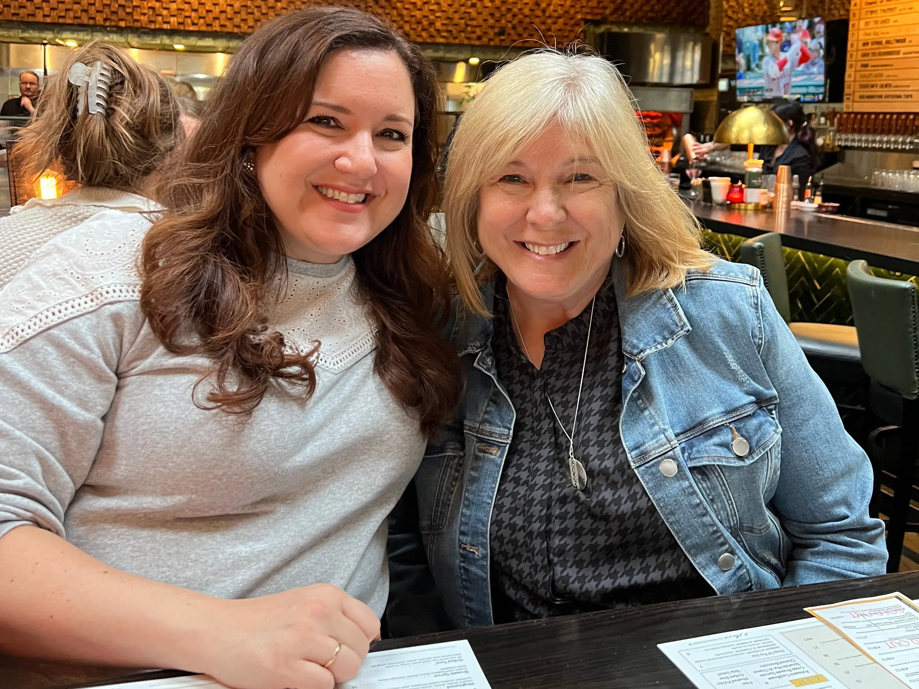 The author poses with her mother.