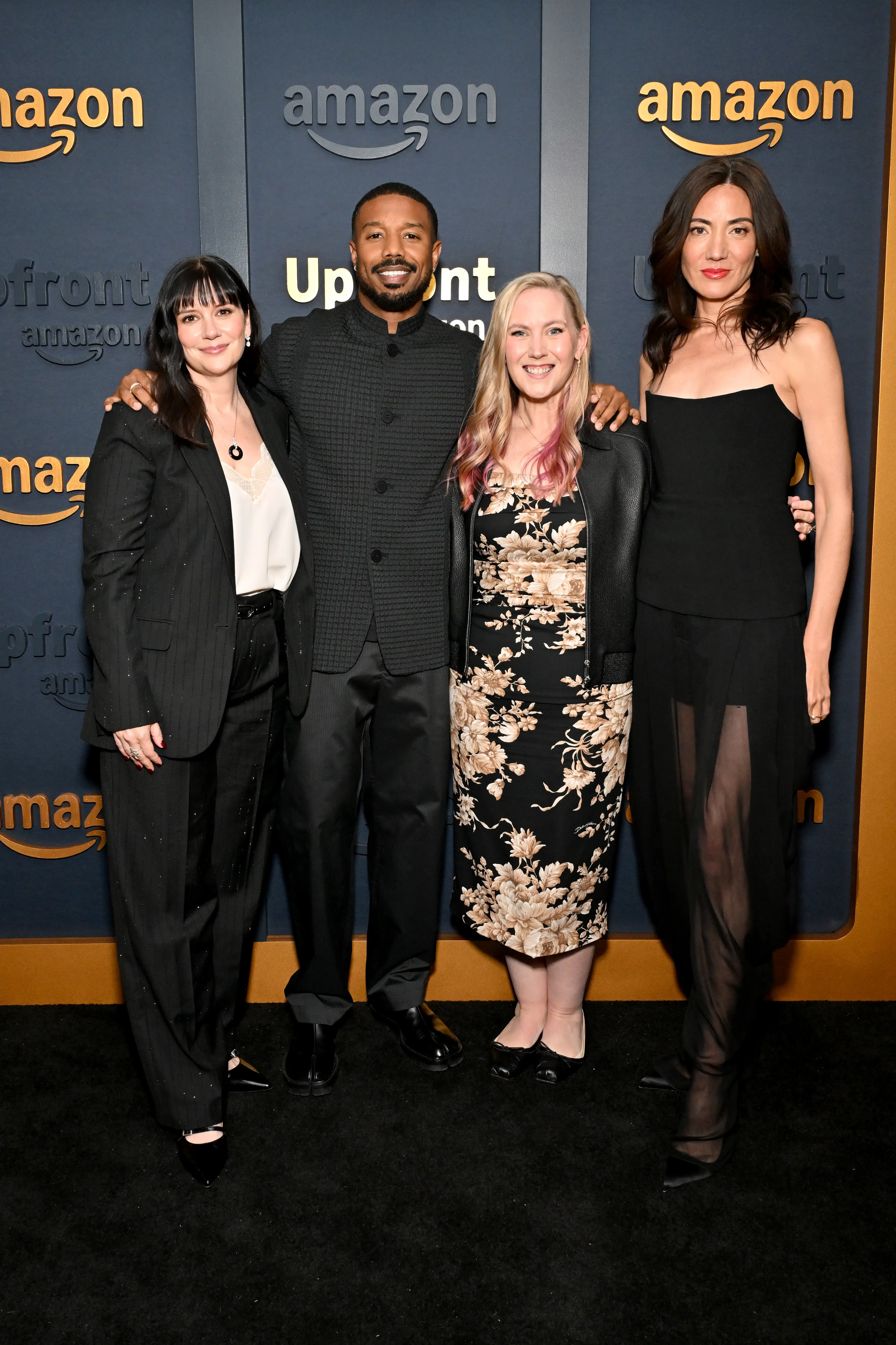 Meredith Averill, Michael B. Jordan, Rebecca Yarros, and Lisa Joy at Amazon Upfront in May 2026.