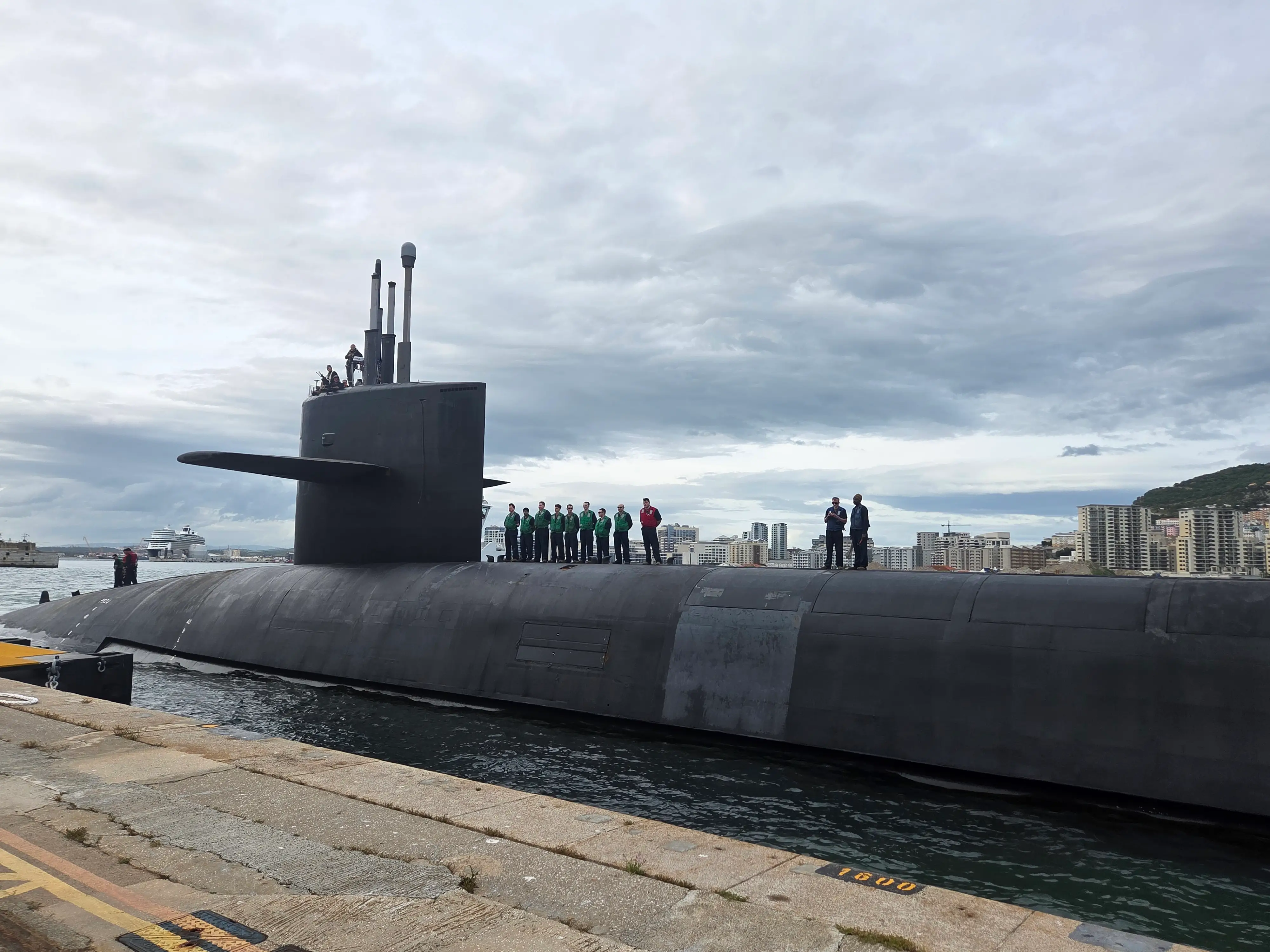 A US Navy ballistic missile submarine in Gibraltar.