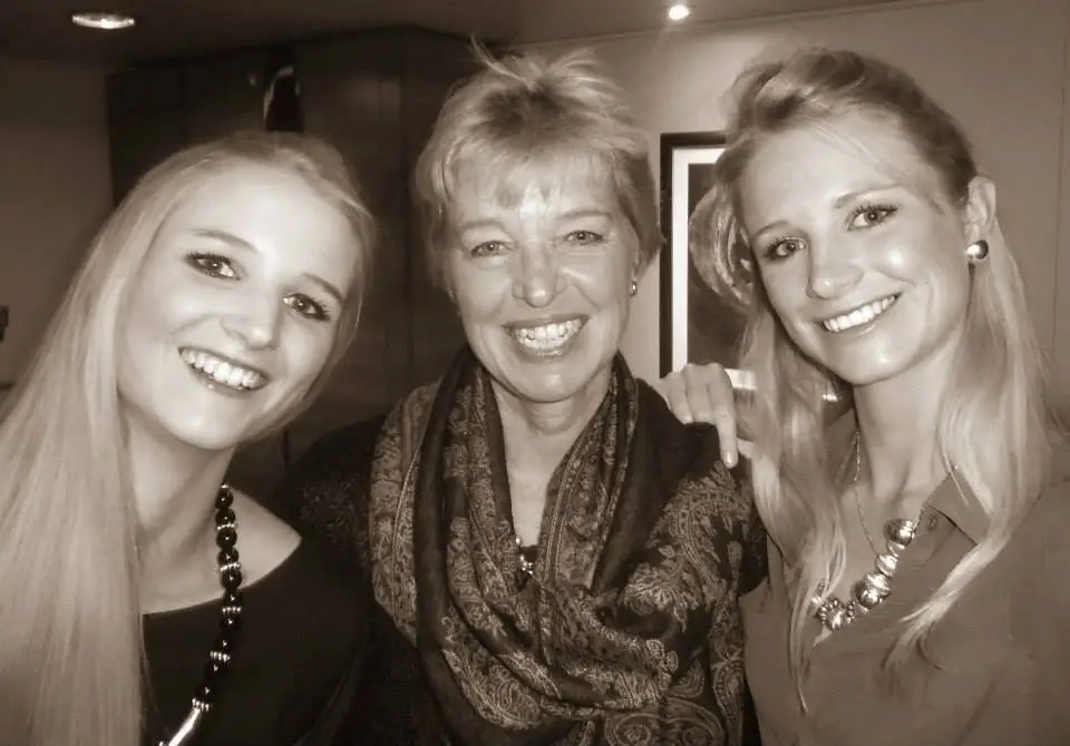 The author poses with her mom and sister.
