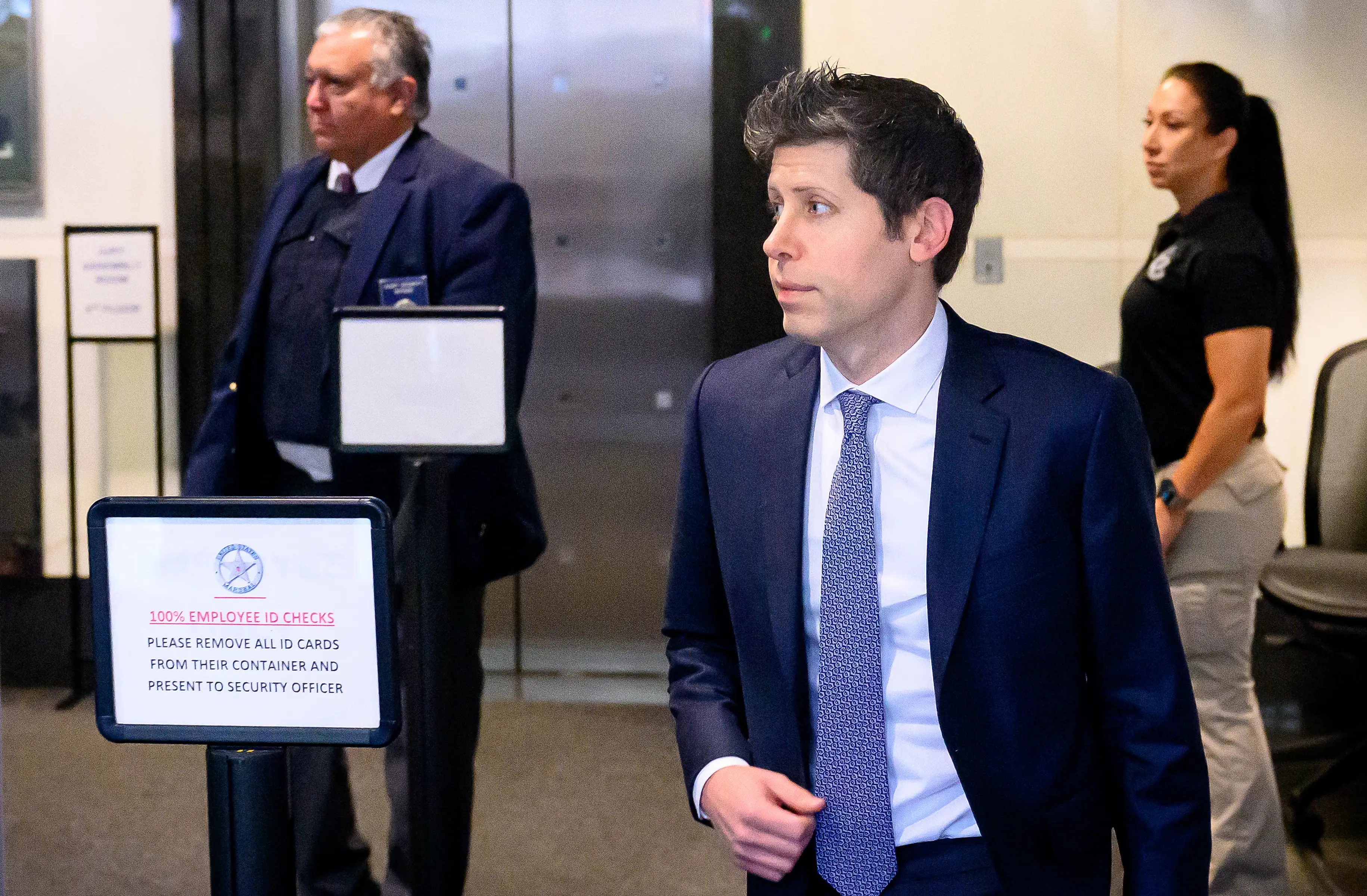 Sam Altman arrives at court in Oakland.