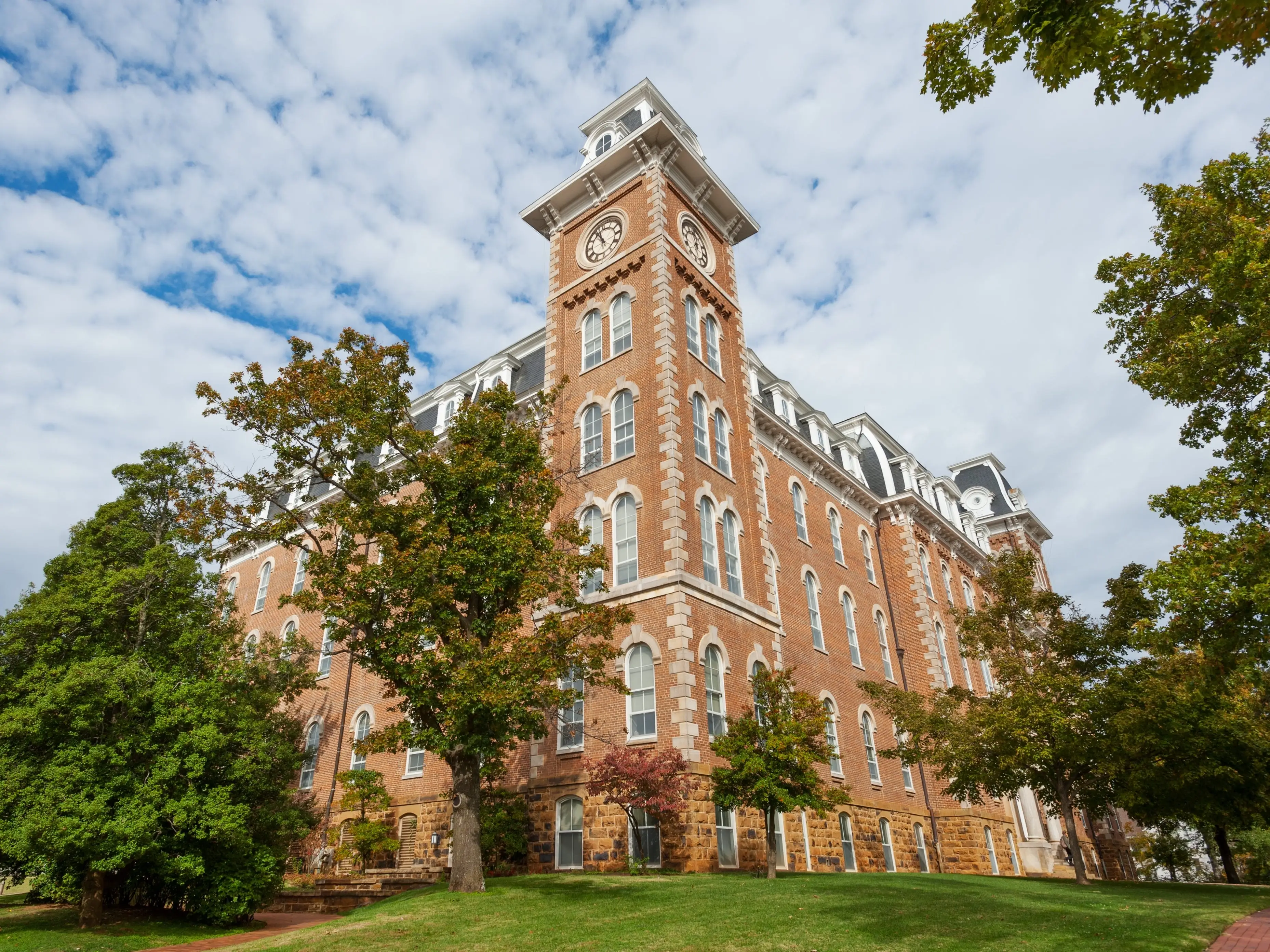 The Old Main clock tower, the oldest building on the University of Arkansas campus, USA