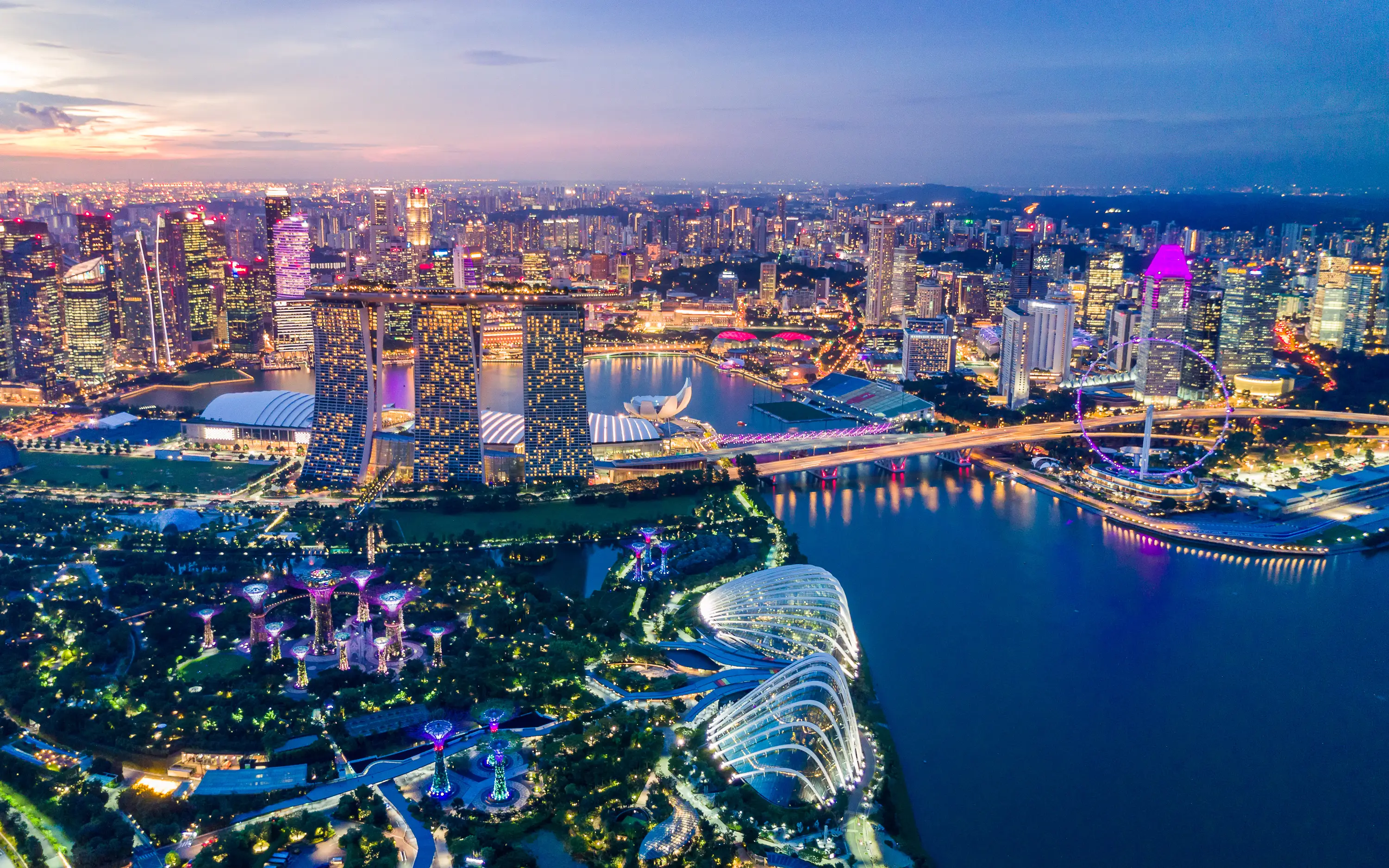 An aerial view of the Singapore skyline.