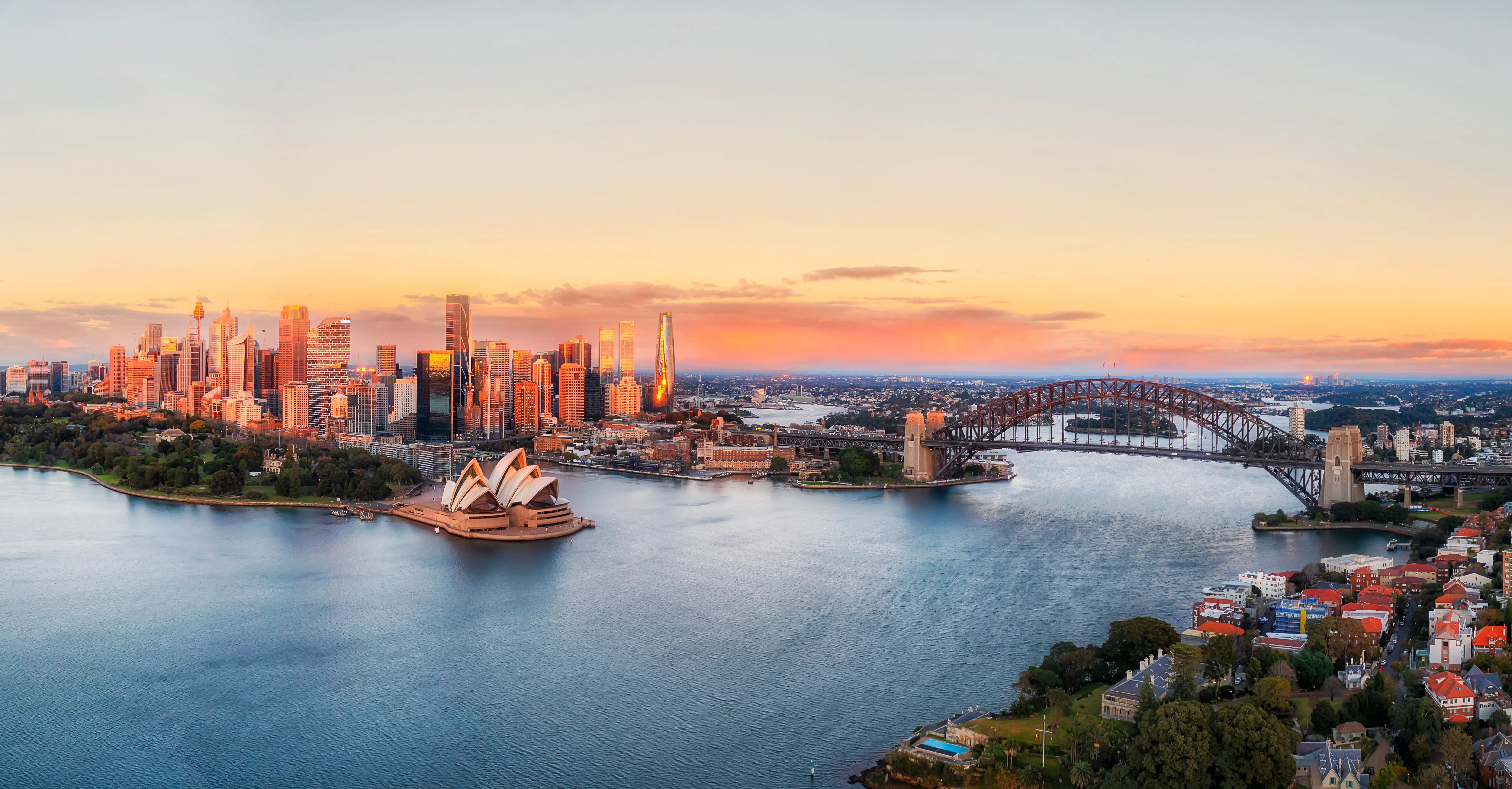 Aerial view of the Sydney cityscape.