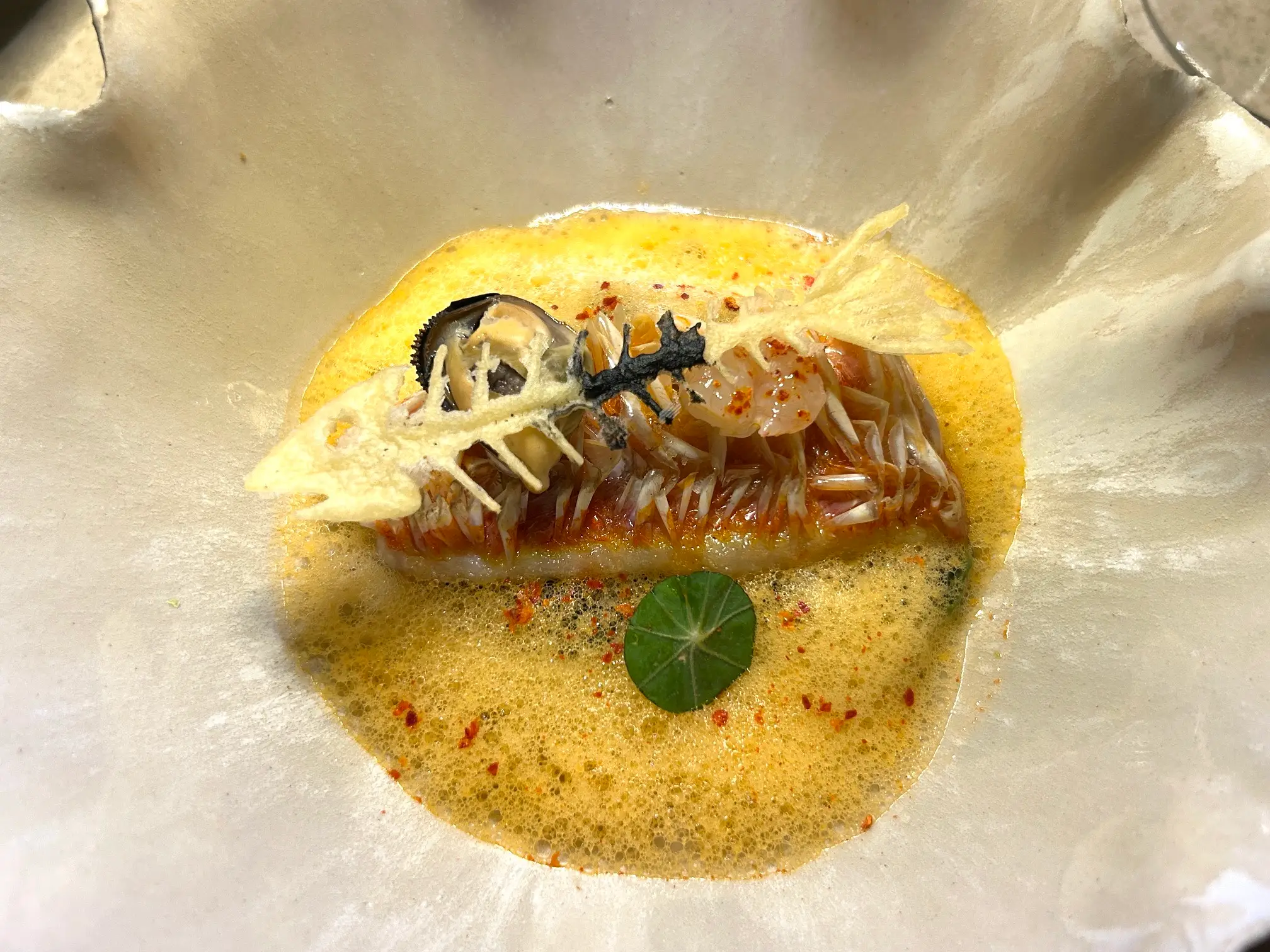 Makris Athens red mullet cooked with its scales