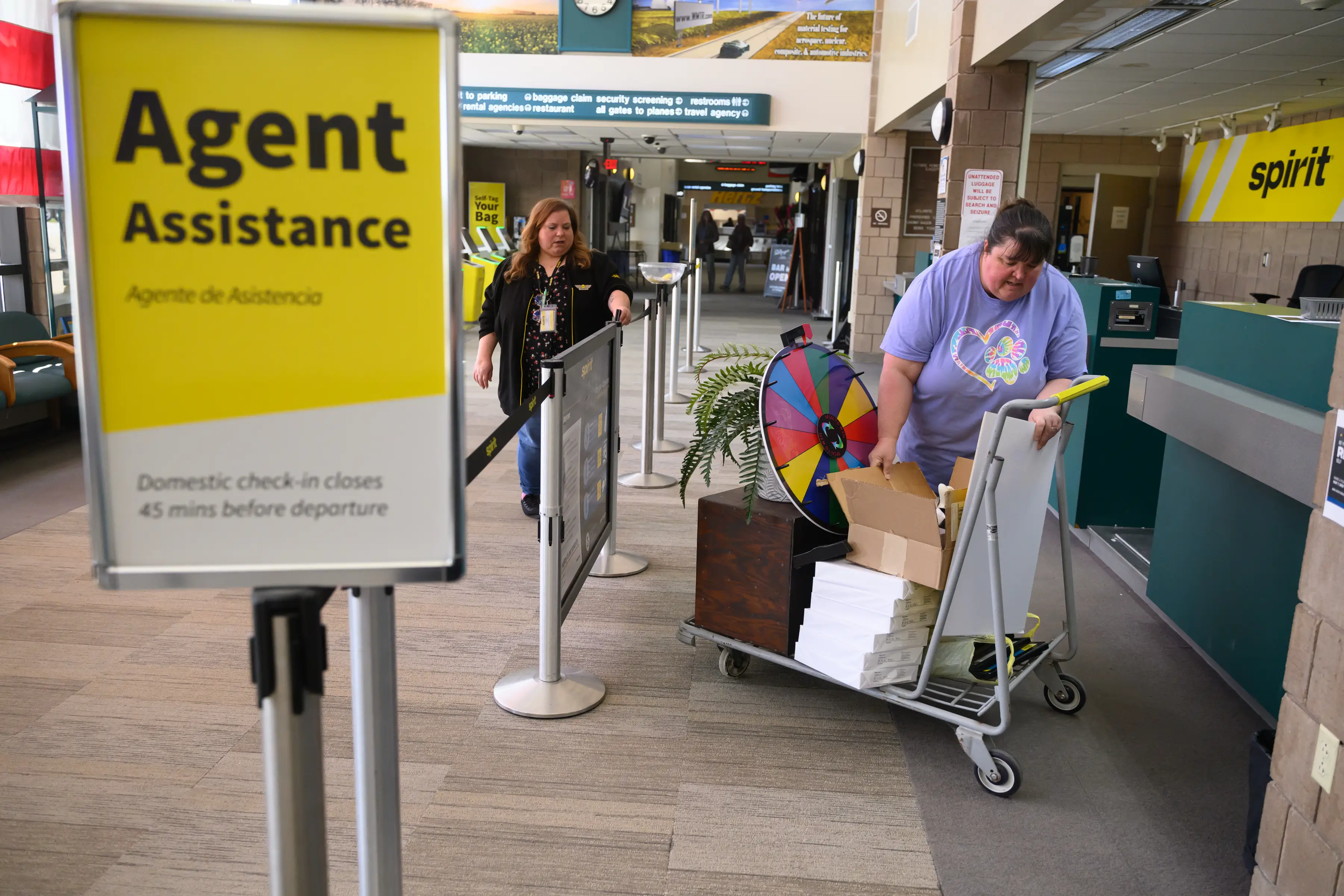 Workers at Latrobe pack up the airport.