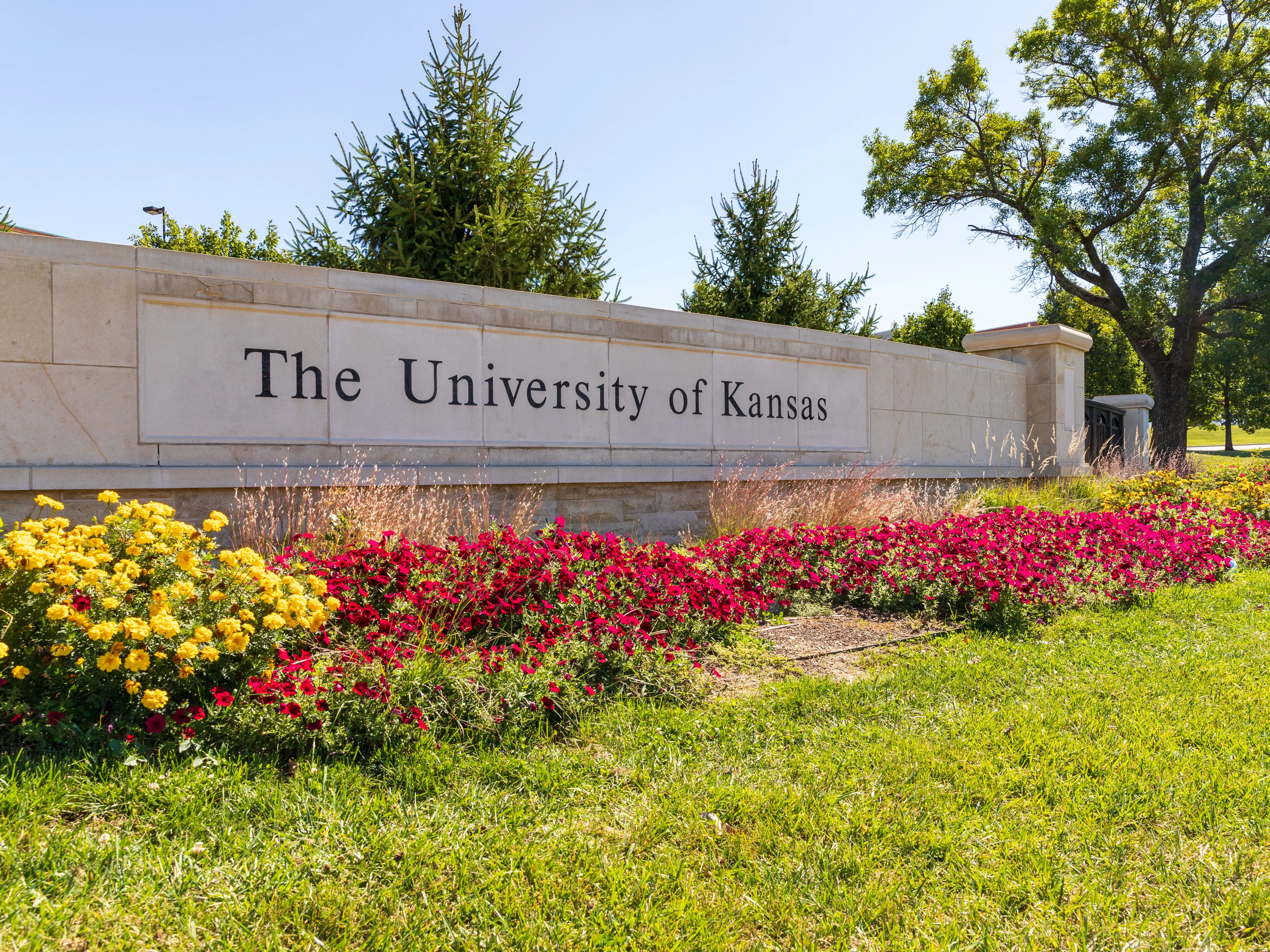 Lawrence, Kansas, USA - October 1, 2020: The University of Kansas sign