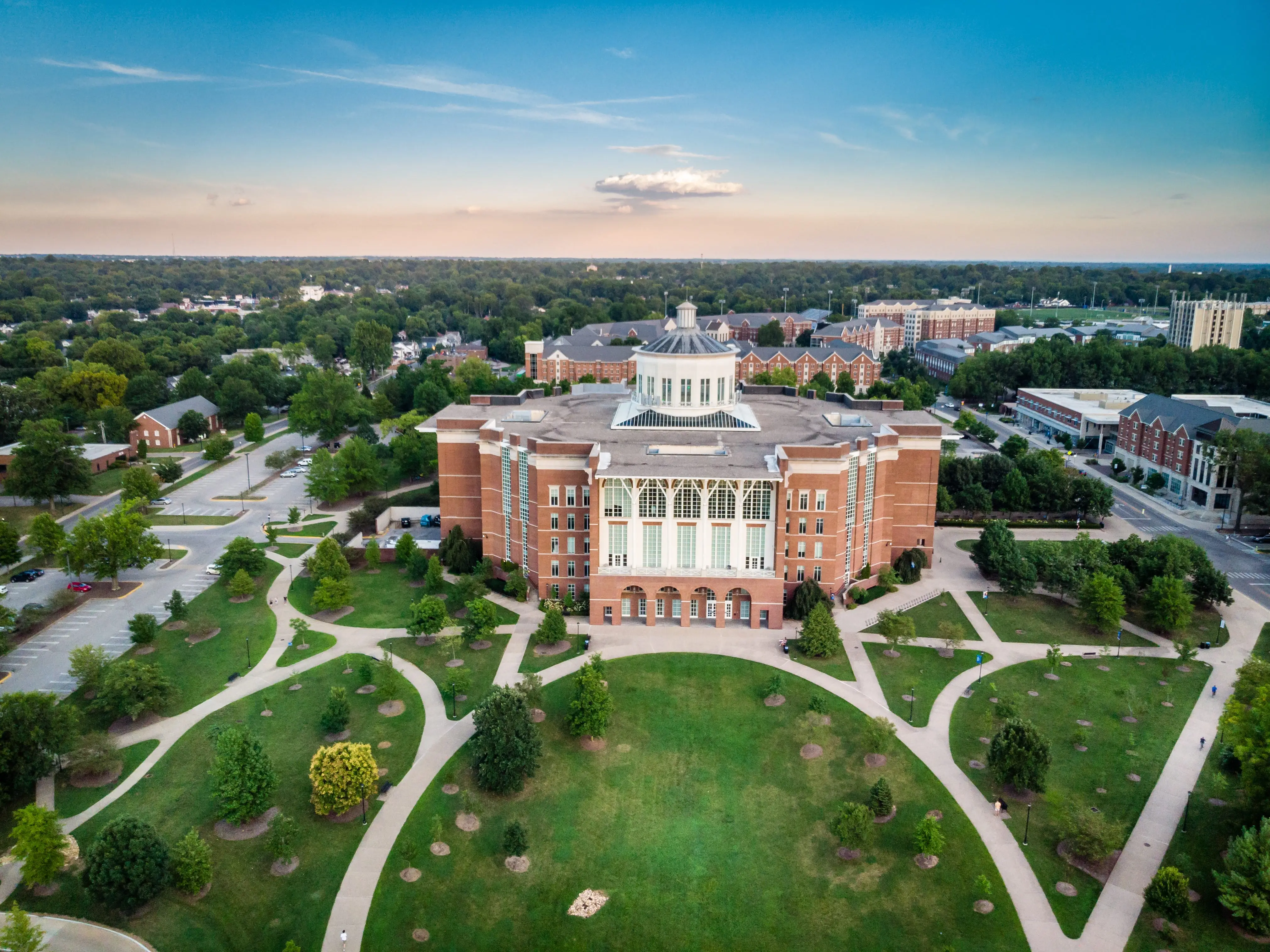 Lexington, Kentucky, August 9, 2020: Aerial  view of the William T. Young Library at the University of Kentucky in Lexington, Kentucky