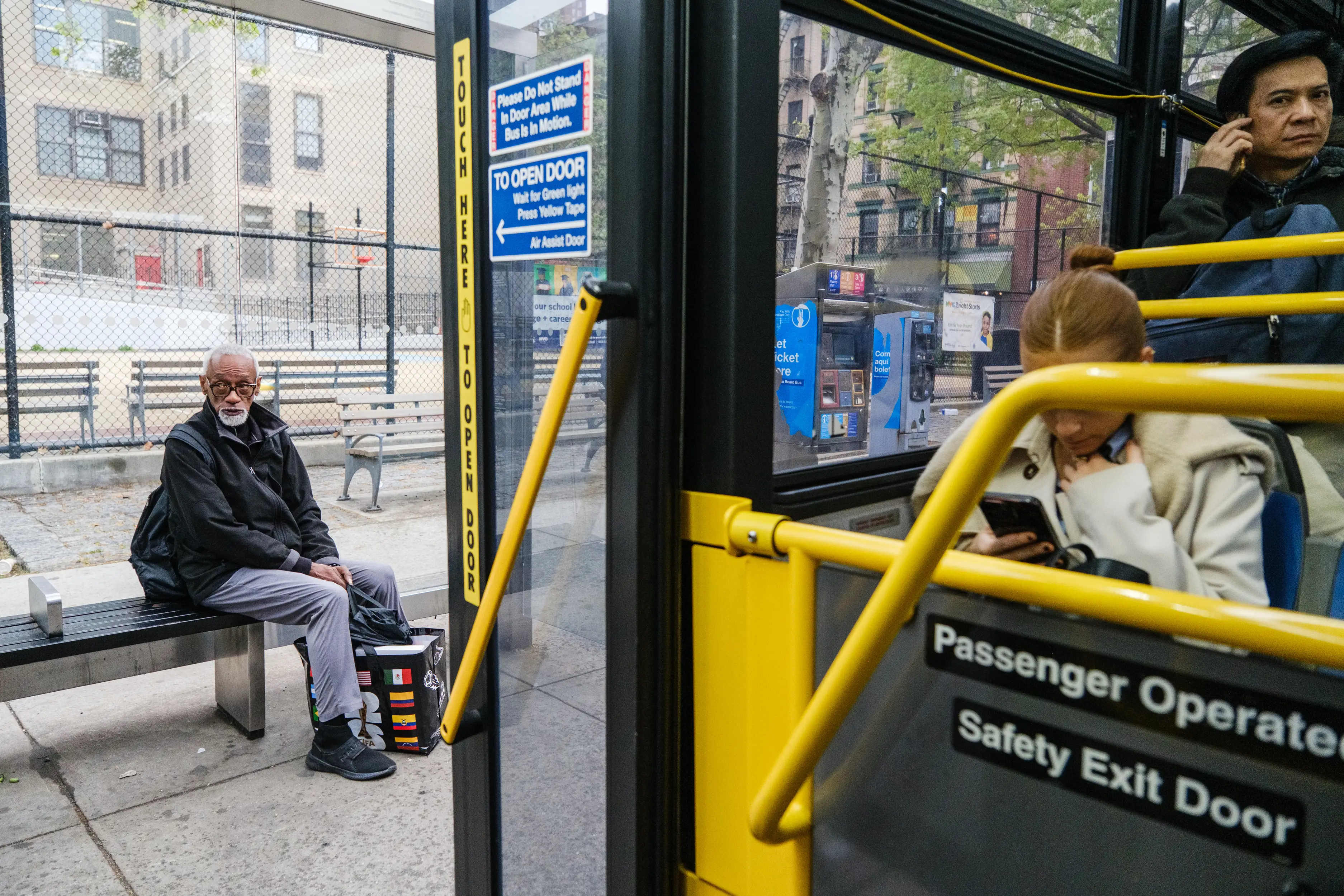 People outside of the M15 bus
