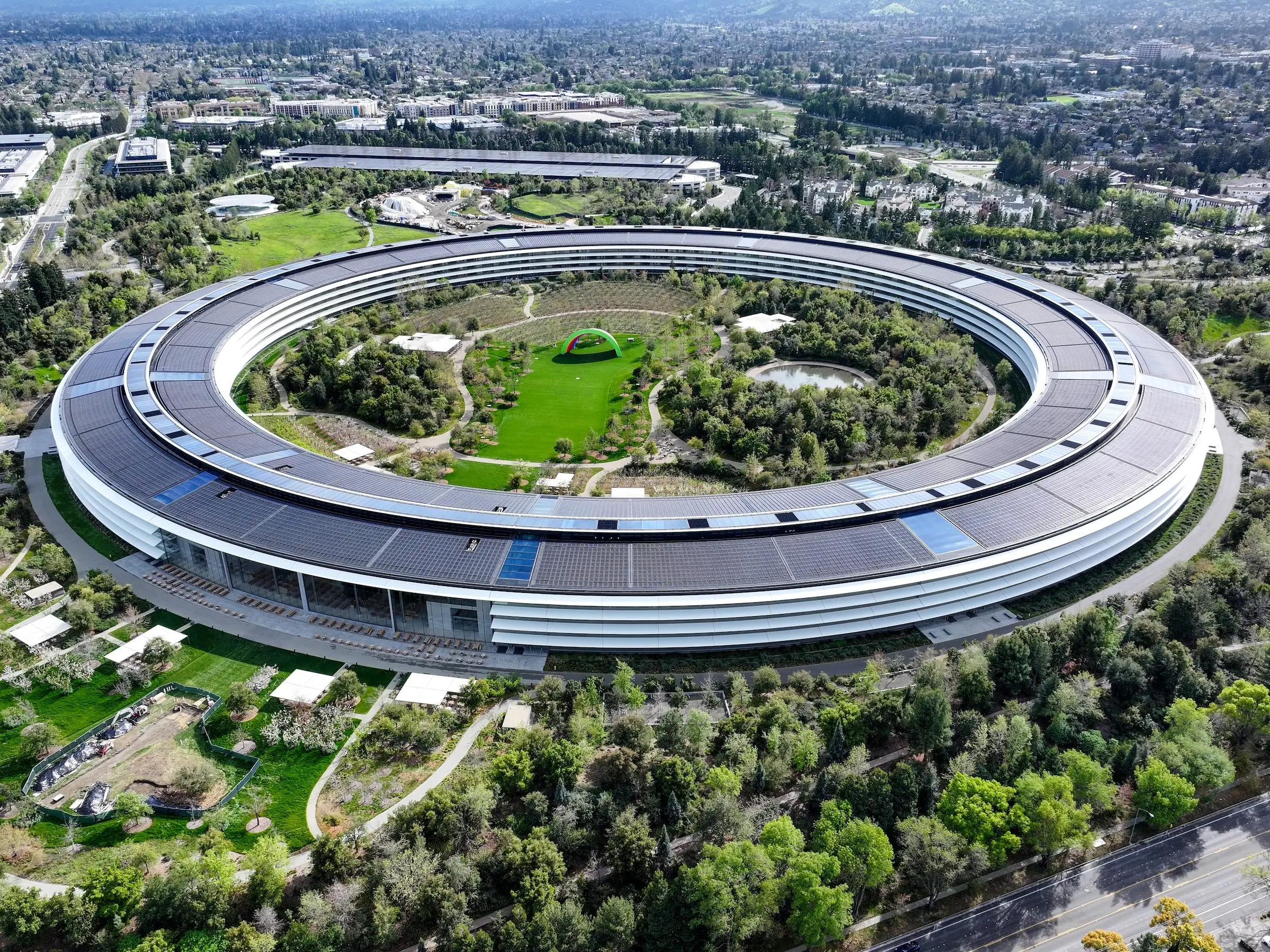 Apple Park, the company's spaceship-like campus in Cupertino, California.