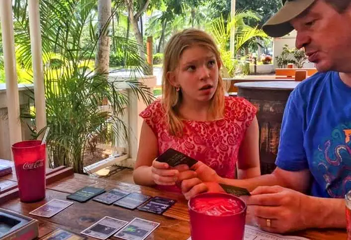 The author's daughter plays a game with her late husband.