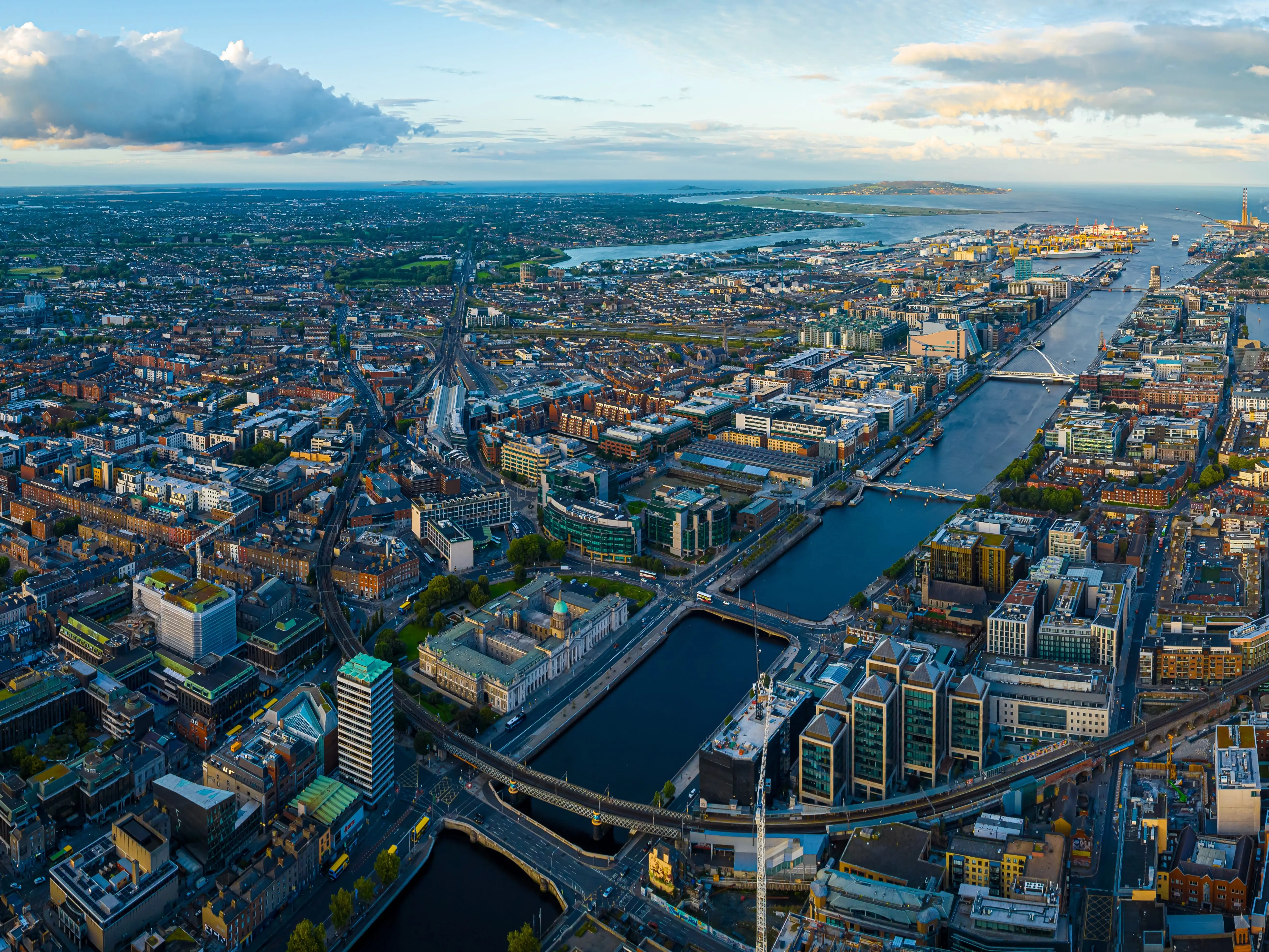 Aerial view of Dublin, Ireland.