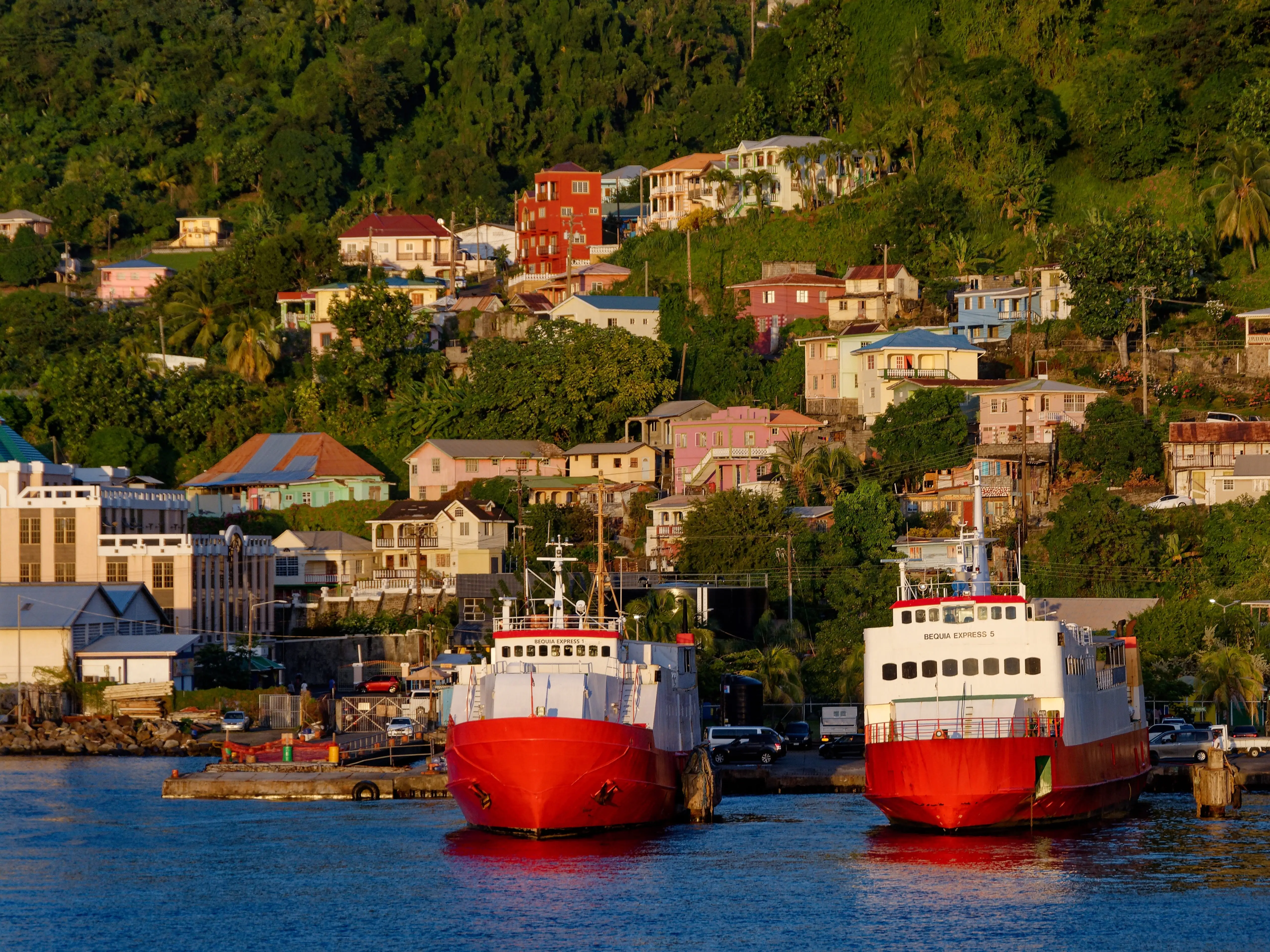 Boats docked in Kingstown, St. Vincent.