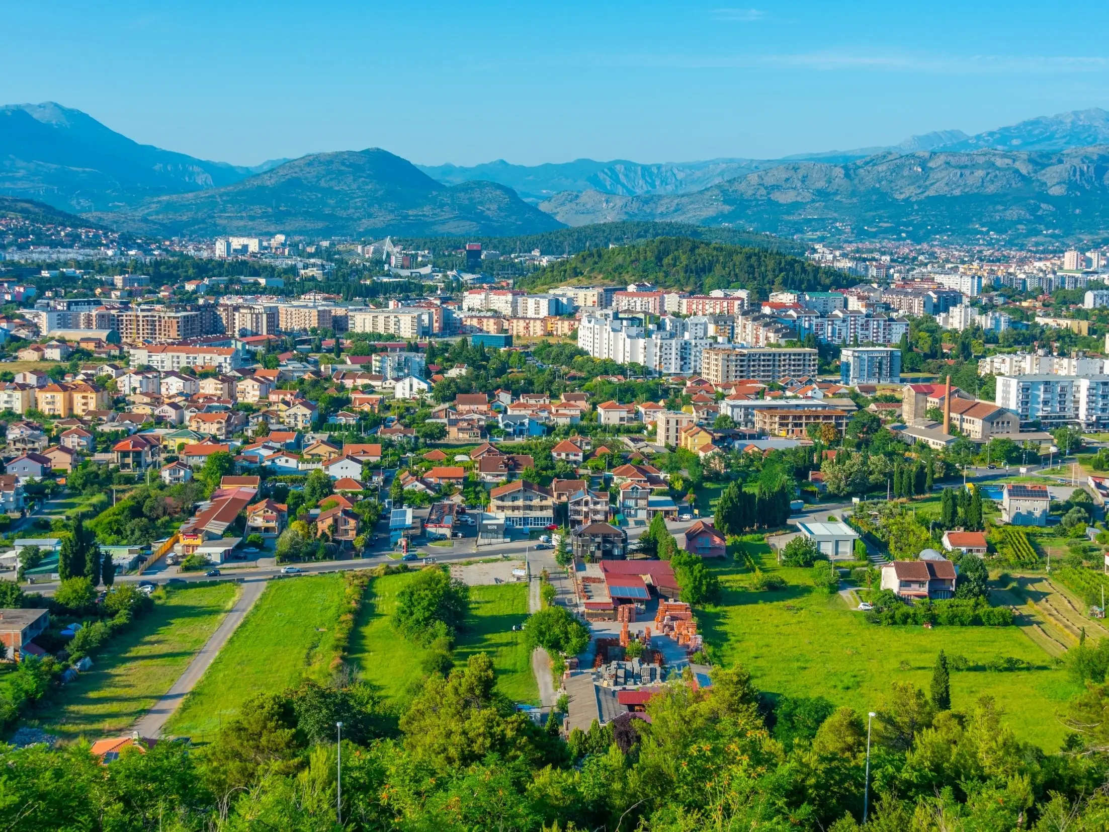 Houses in Podgorica, Montenegro.