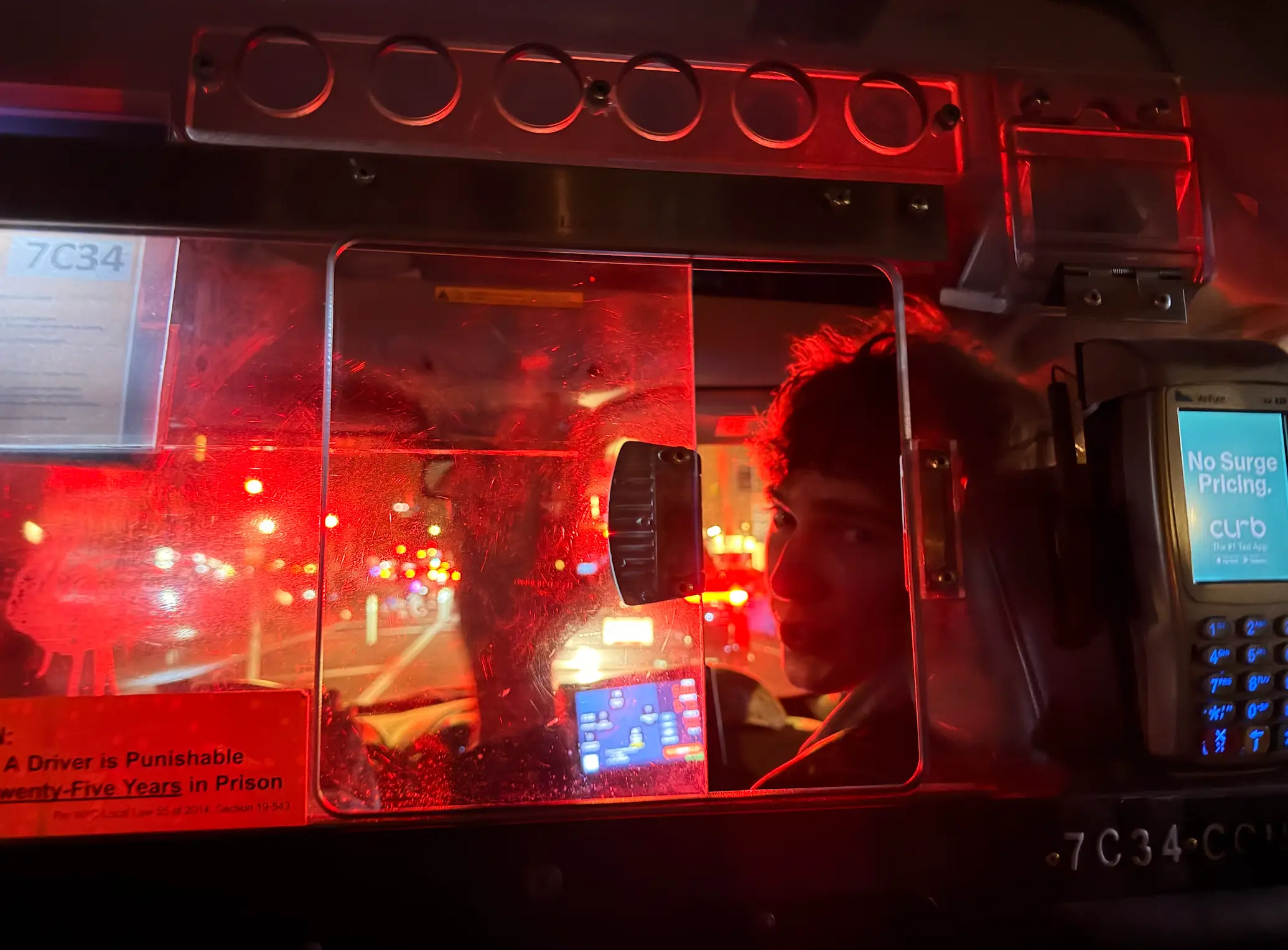 Inside the taxi cab