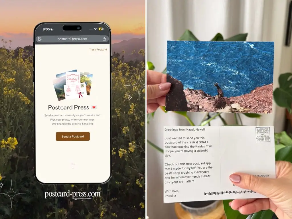 Tina's Postcard Press app.